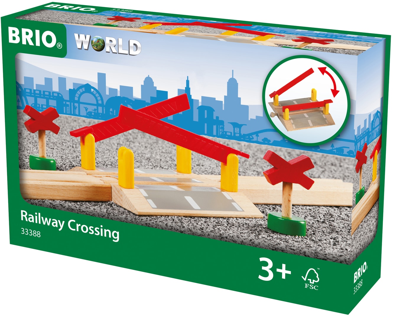 BRIO® Spielzeugeisenbahn-Erweiterung »BRIO® WORLD, Bahnübergang«, FSC®- schützt Wald - weltweit