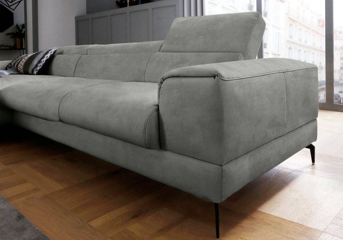 W.SCHILLIG Ecksofa »piedroo, Designsofa mit tollem Sitzkomfort, bequem, L-Form«, Kopfteilverstellung, wahlweise mit Sitztiefenverstellung, Breite 343cm