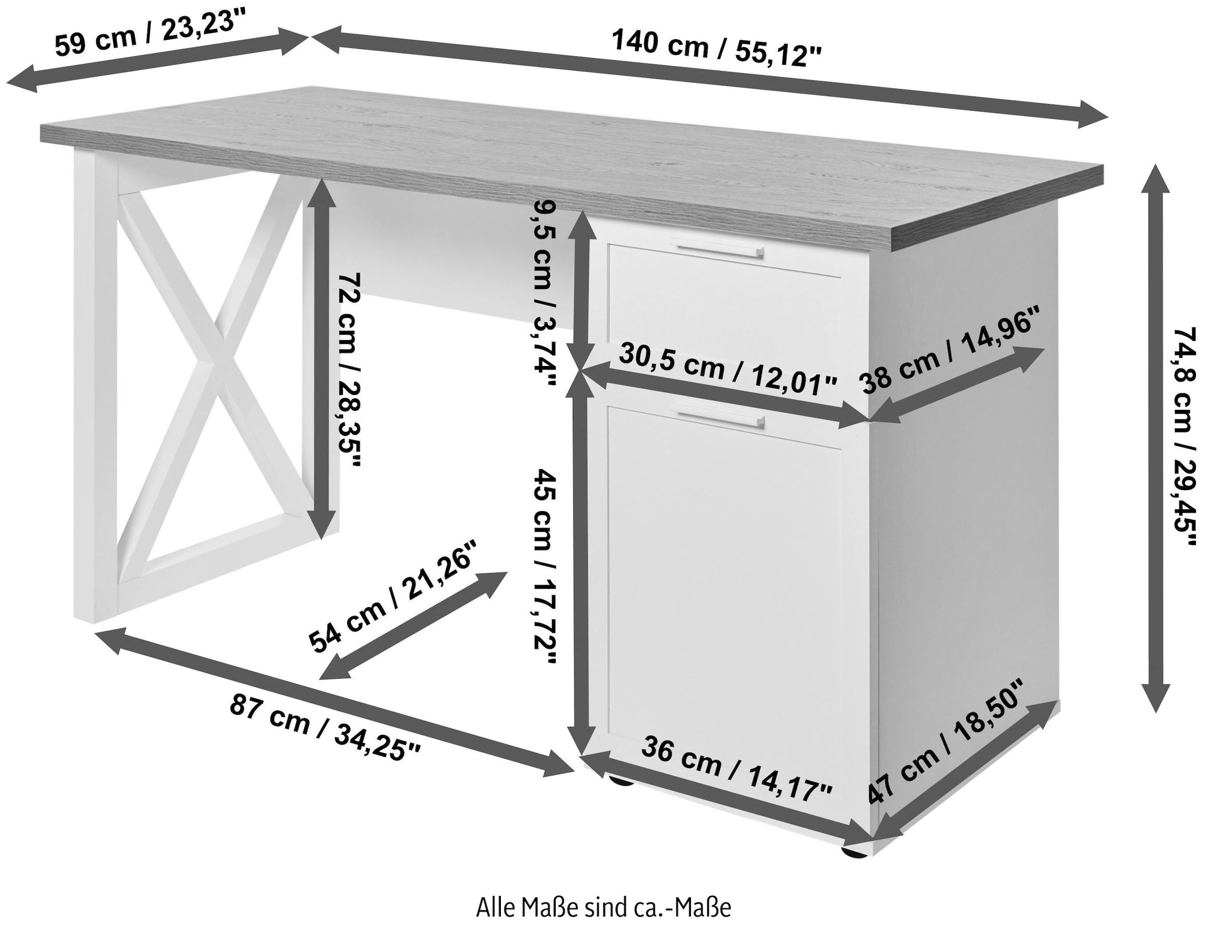 Jahnke Schreibtisch »Chalet«, Schreibtisch im Landhausstil, Breite 140 cm