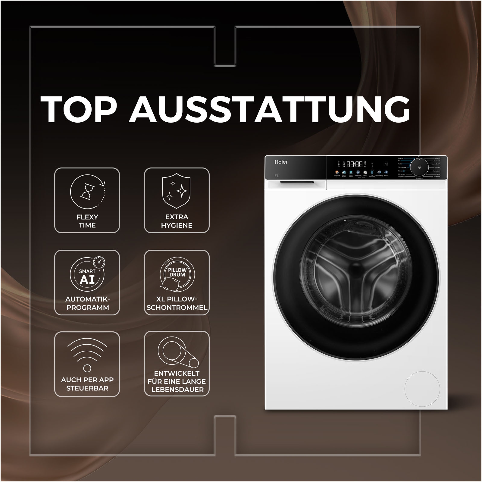 Haier Waschmaschine »HW90-BP14657TU1« 9 kg 1400 U/min Smart AI Automatikprogramm & Wi-Fi