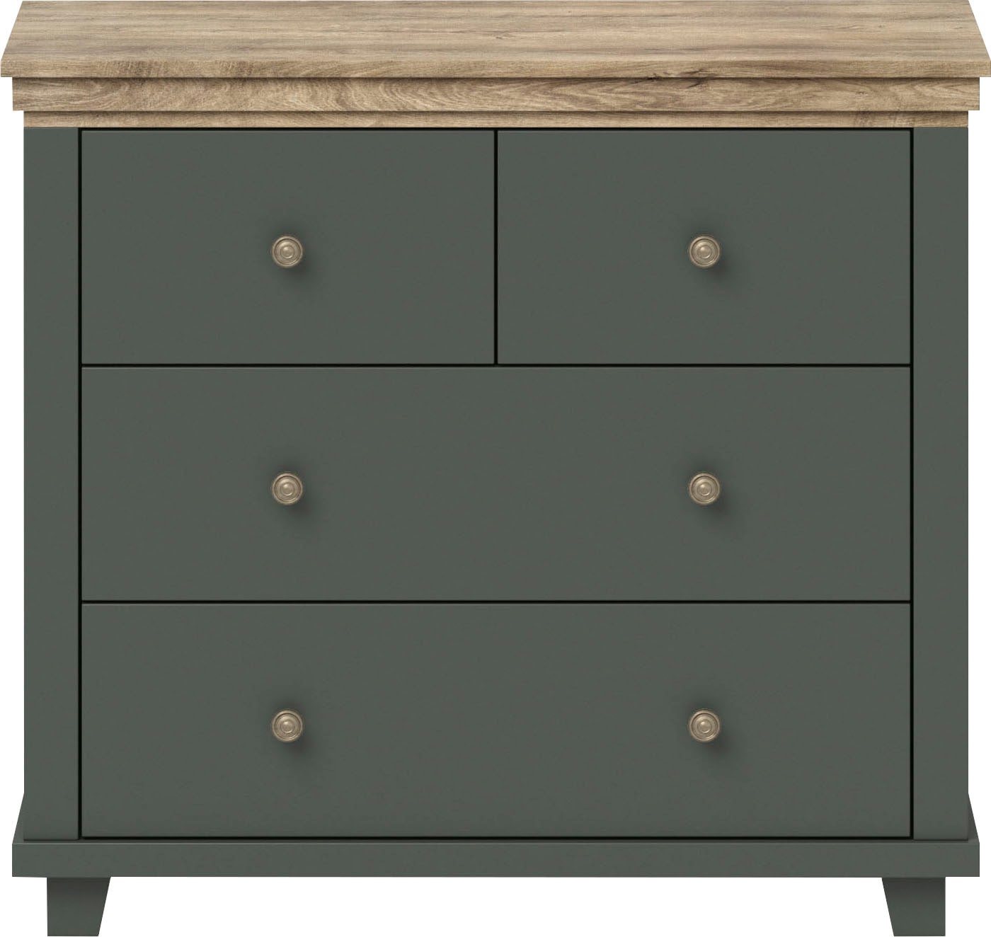 Home affaire Schubkastenkommode »Evora mit 4 Schubladen, 90x42x80,5 cm (BxTxH), FSC®-zertifiziert«, Kommode mit MDF-Applikationen, Landhausstil, passende Ergänzung