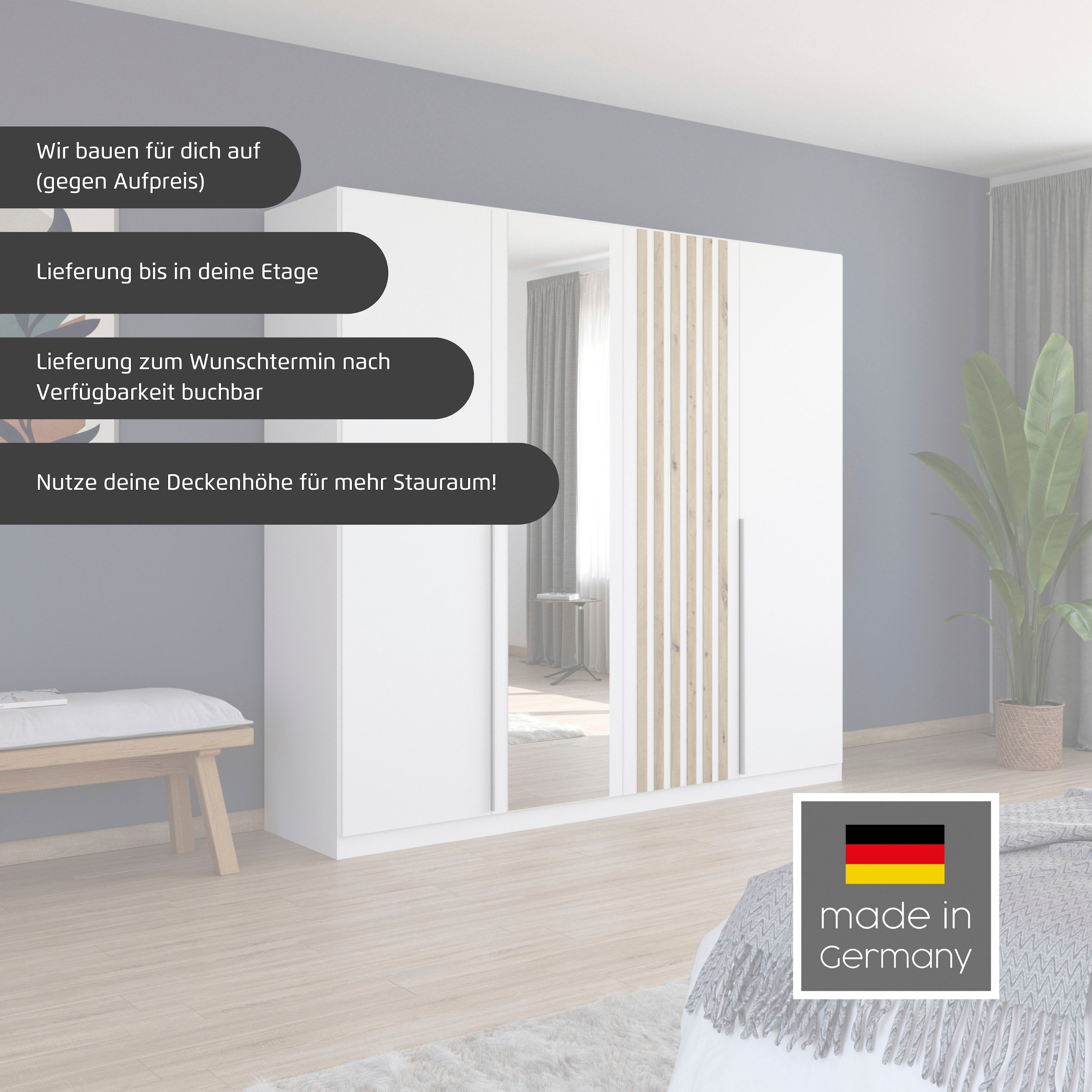 rauch Schlafzimmer-Set »Lamella«, (Set), mit eleganter Lamellenabsetzung