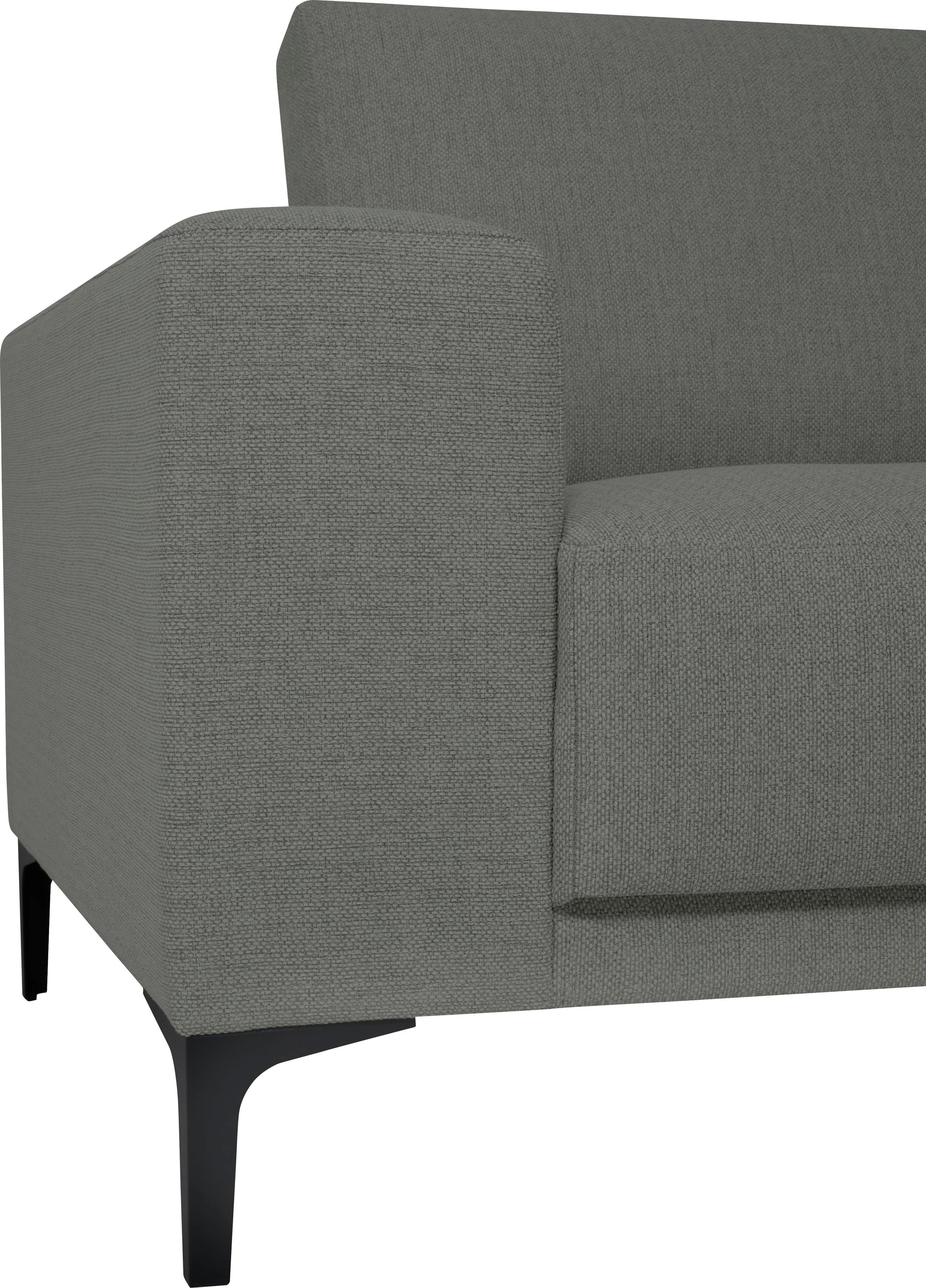 Places of Style Ecksofa »Xander, L-Form,«, Breite 289 cm, Webstoff, Soft-Touch Chenille, schwarze Metallfüßen