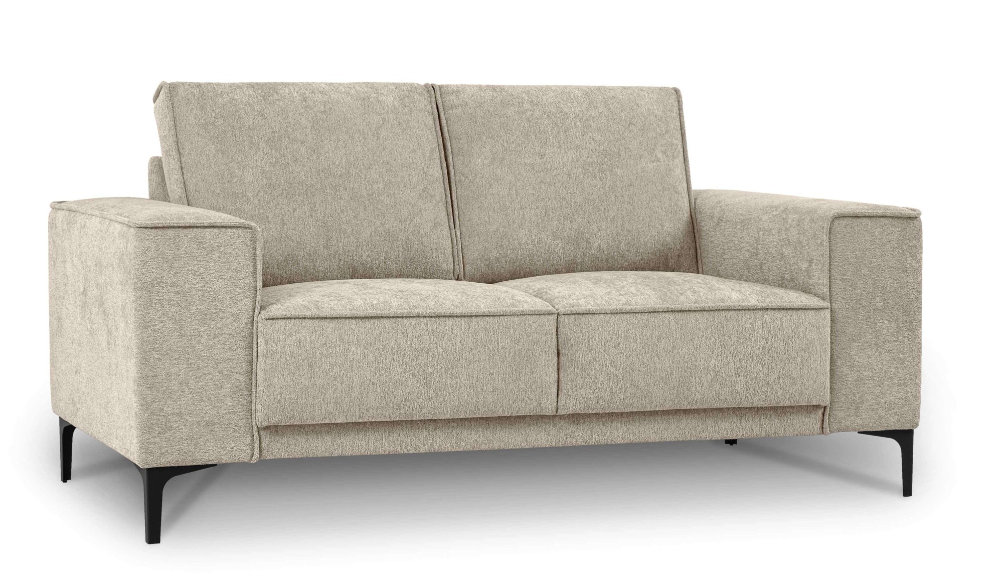 Places of Style 2-Sitzer »Kompaktsofa Oland, Struktur, Flachgewebe, Luxus-Microfaser, Boucle«, 164 cm, Wellenunterfederung, Skandi-Design, Metallfüße