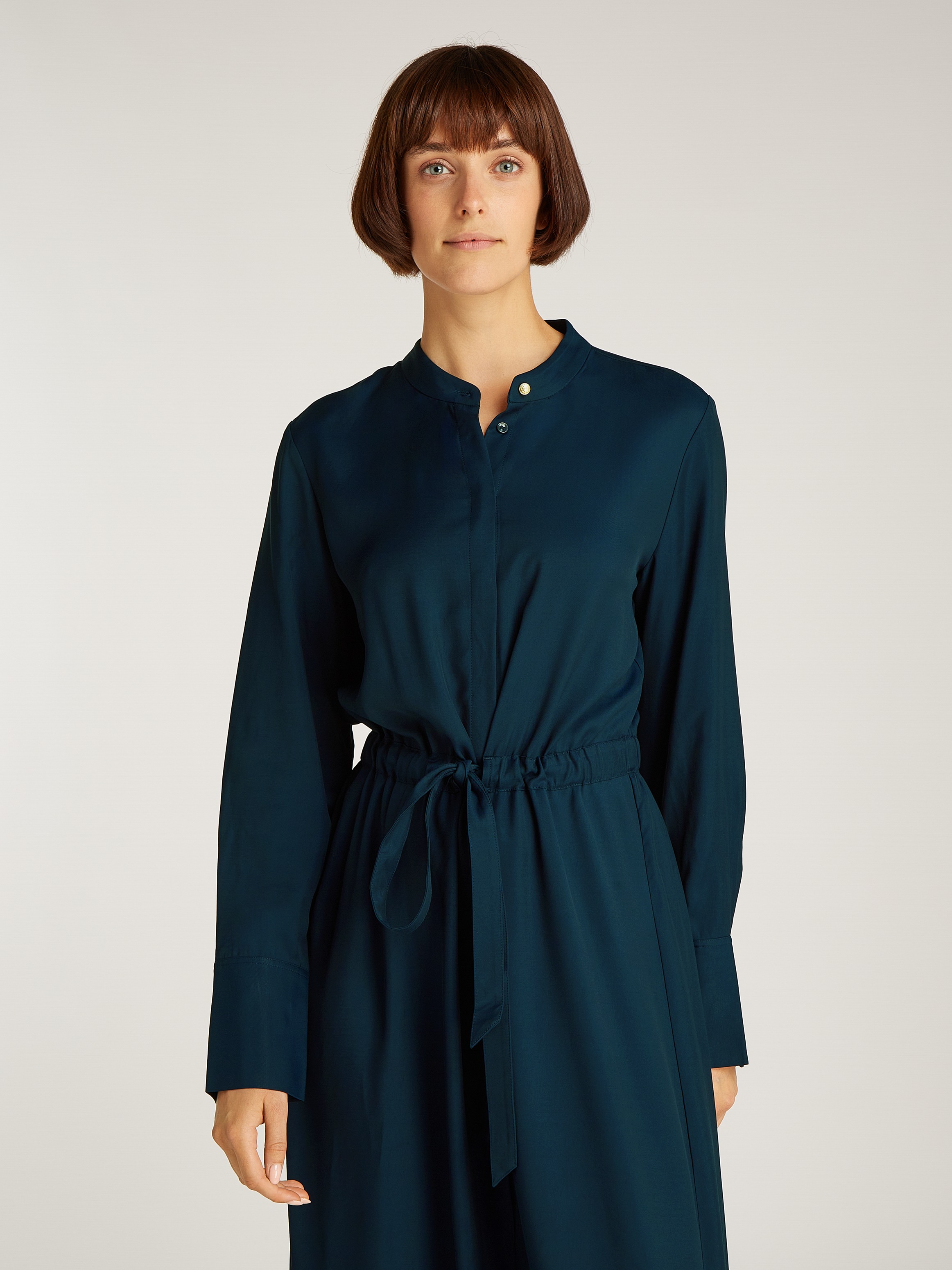 Tommy Hilfiger Blusenkleid »SOFT VIS COLARLESS SHIRT DRESS«, mit Bindeband
