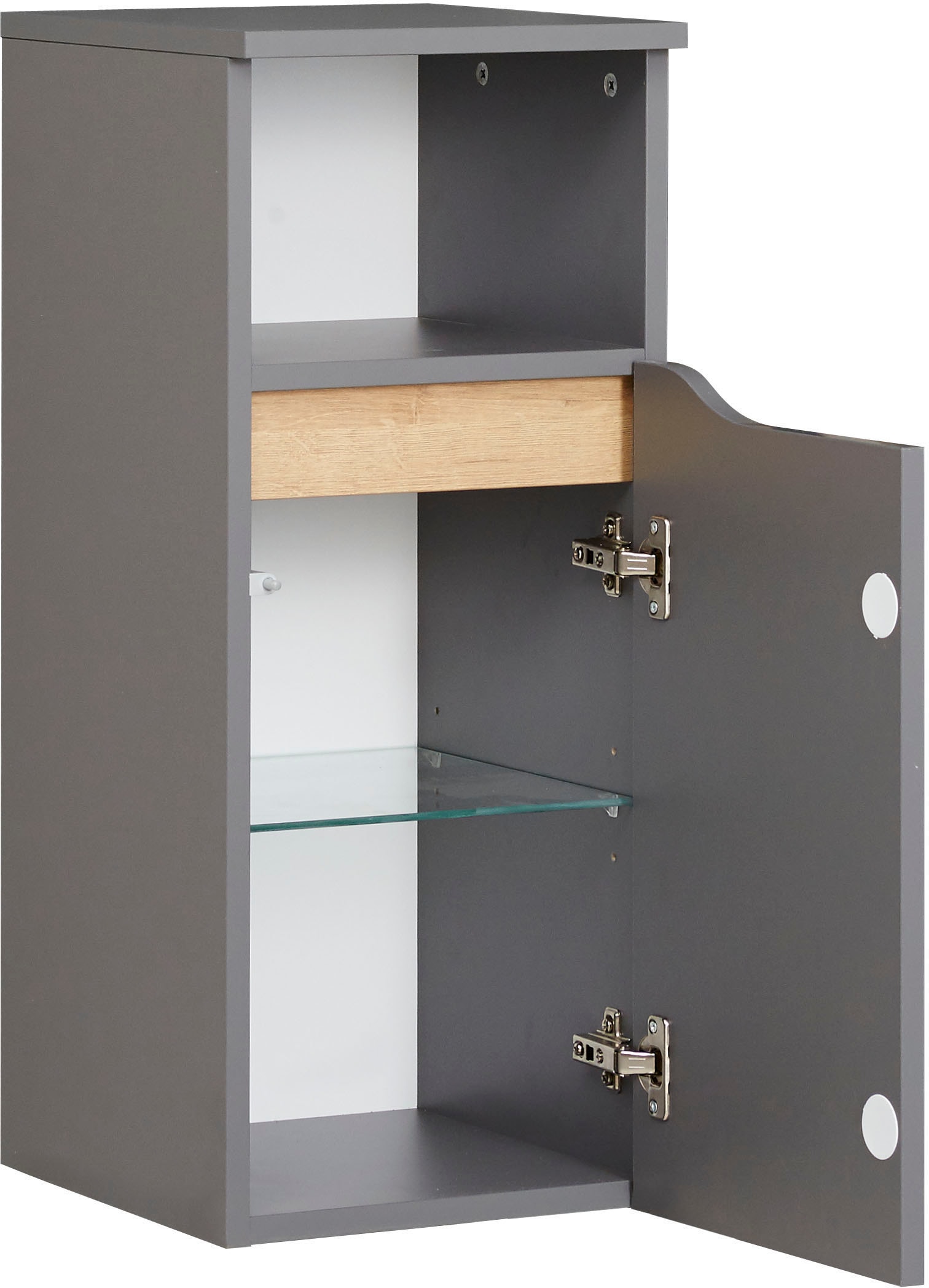 Saphir Badmöbel-Set »Quickset 5-teilig, Keramik-Aufsatzbecken mit LED-Spiegel«, (8 St.), Midischrank, Unterschrank, Hängeschrank, inkl. Türdämpfer, 6 Türen