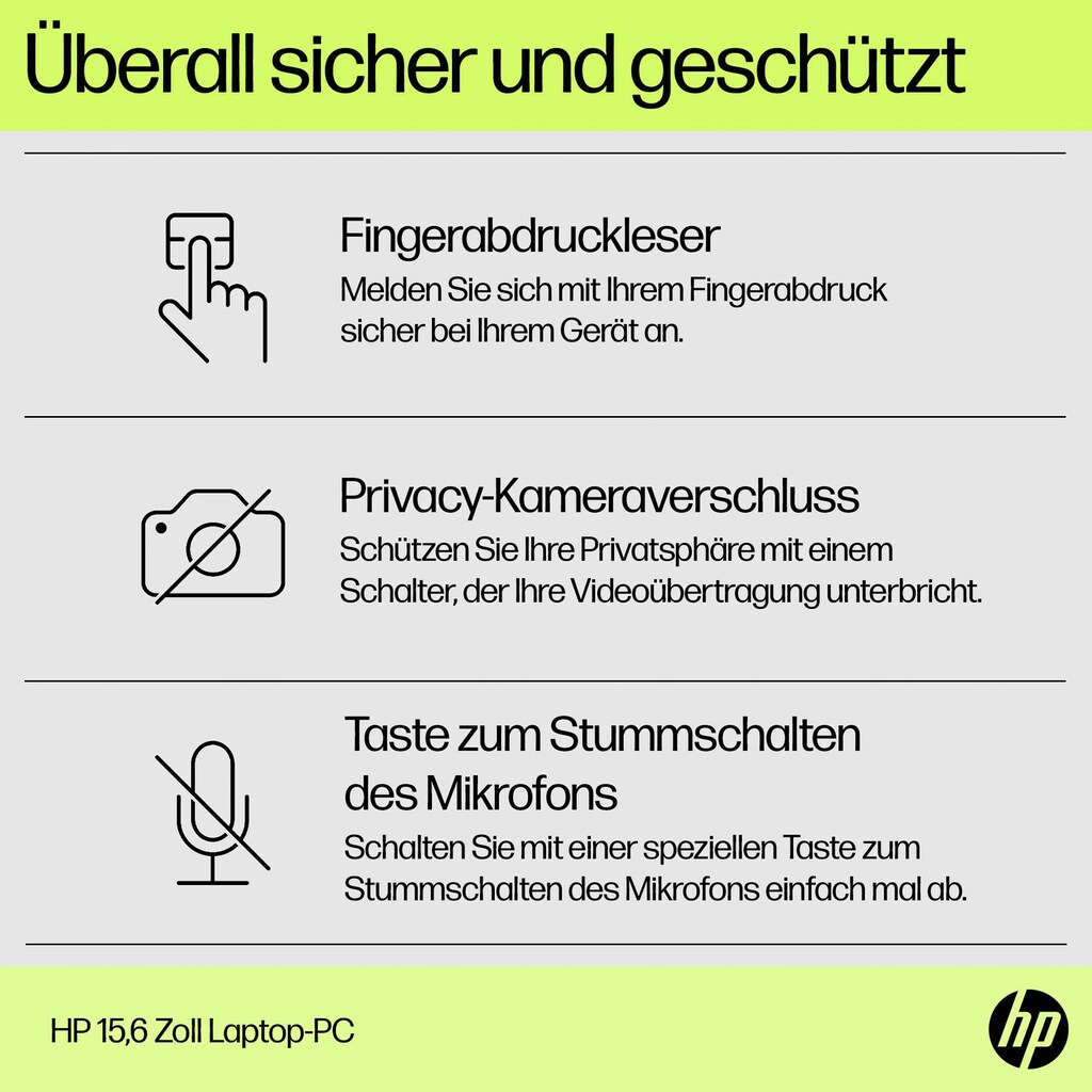 HP Notebook »15-fd0077ng«, 39,6 cm, / 15,6 Zoll, Intel, Core i7, Iris Xe Graphics, 512 GB SSD