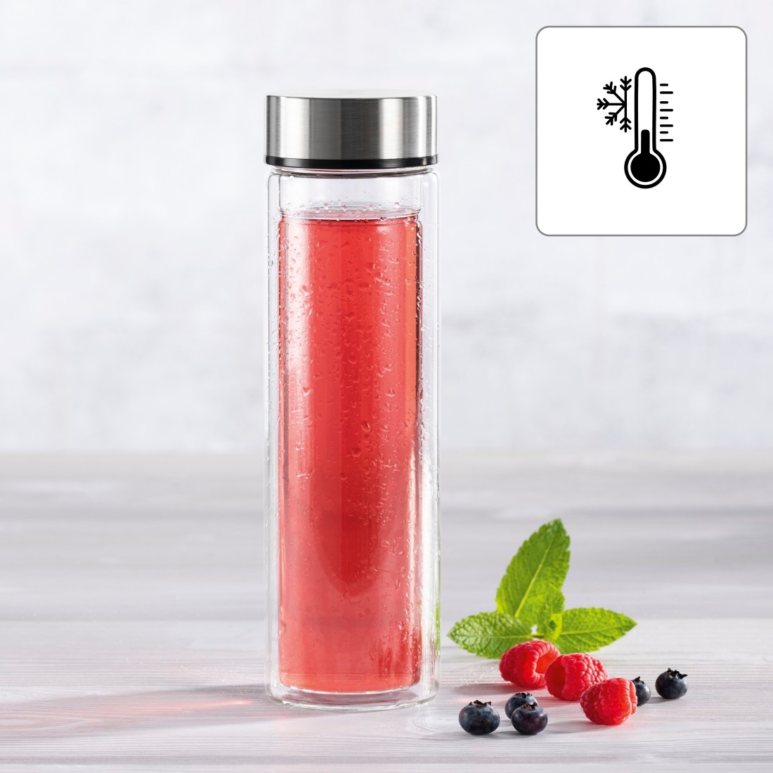 Xavax Trinkflasche »Trinkflasche 450 ml (auslaufsicher, für Kohlensäure, Frucht-/Teesieb)«
