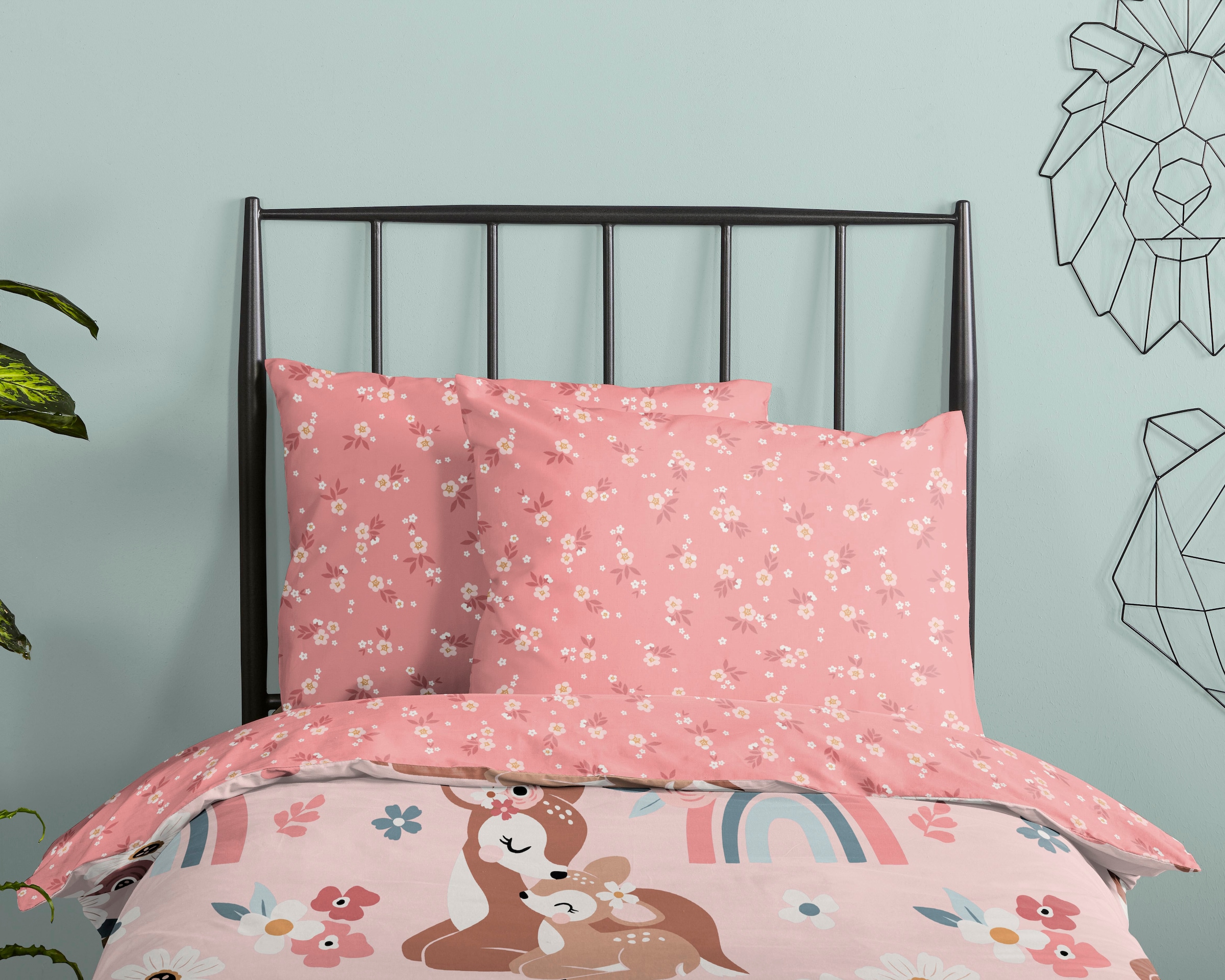 good morning Babybettwäsche »Bibi blossom«, Baumwolle, 120x150, Reißverschluss, Wende, Baby, Mädchen, Bambi, Rosa
