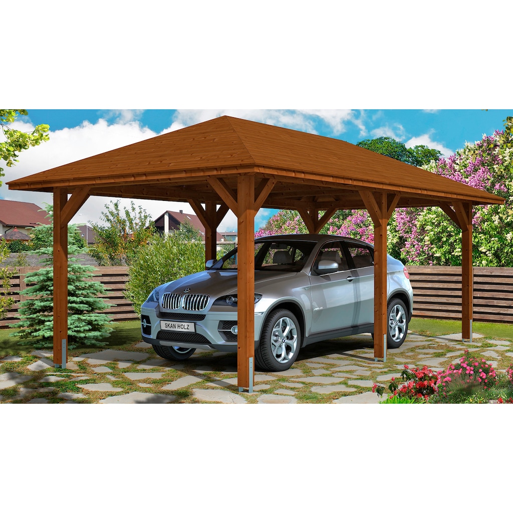 Skanholz Einzelcarport »Taunus«, Leimholz-Nordisches Fichtenholz, 270 cm, weiß