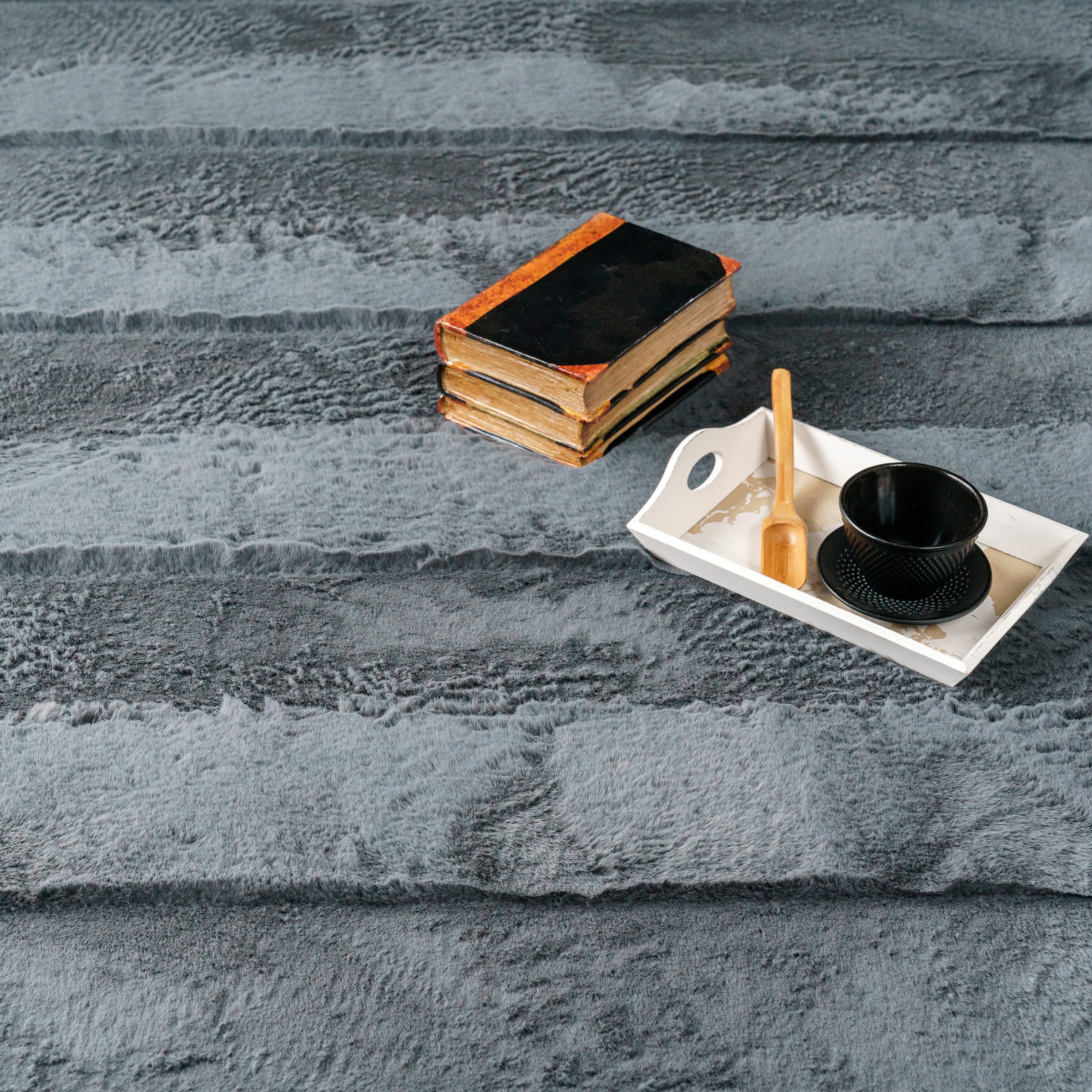 Paco Home Hochflor-Teppich »Arnheim 744«, rechteckig, 24 mm Höhe, Uni Farben, gestreift, besonders weich, Hoch-Tief Effekt