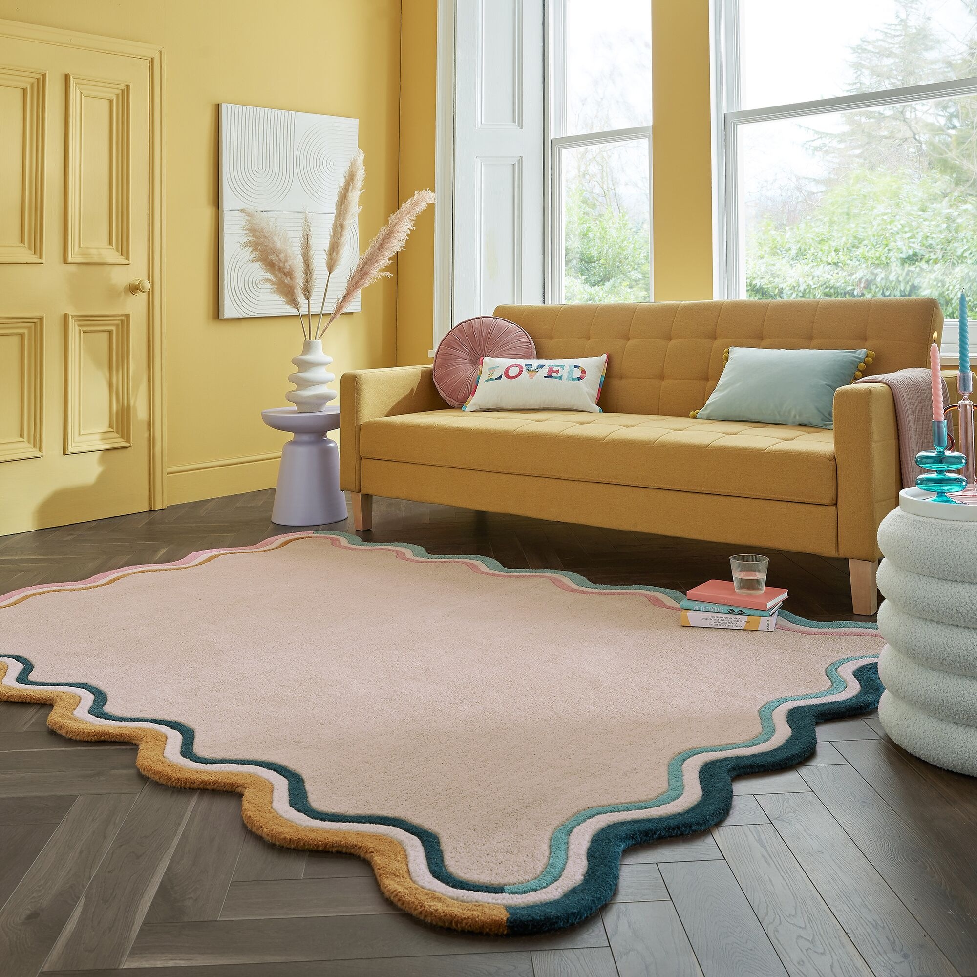 FLAIR RUGS Wollteppich »Leo Scallop«, rechteckig, 25 mm Höhe, Woll Border T günstig online kaufen