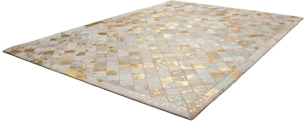 Kayoom Lederteppich »Lavish 210 - Fellteppich«, rechteckig, 8 mm Höhe, 100% Rindsleder, Patchwork-Dessin, Wohnzimmer