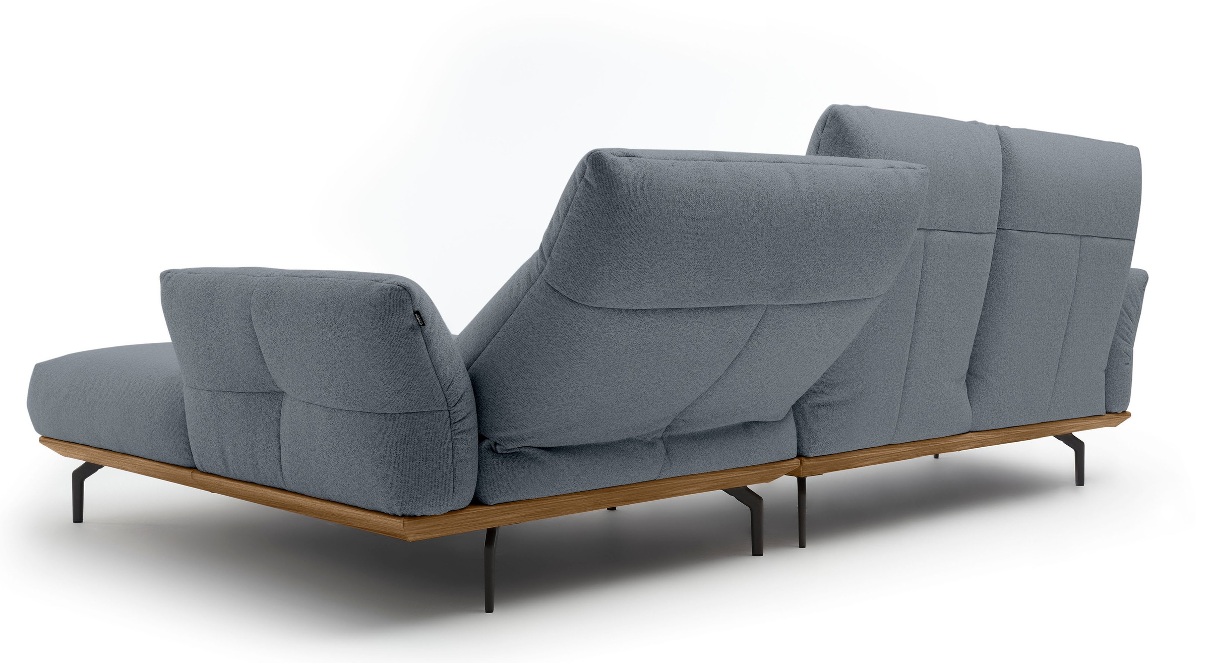 Creation BY ROLF BENZ Ecksofa »CR.460«, Sockel in Nussbaum, Winkelfüße in Umbragrau, Breite 298 cm