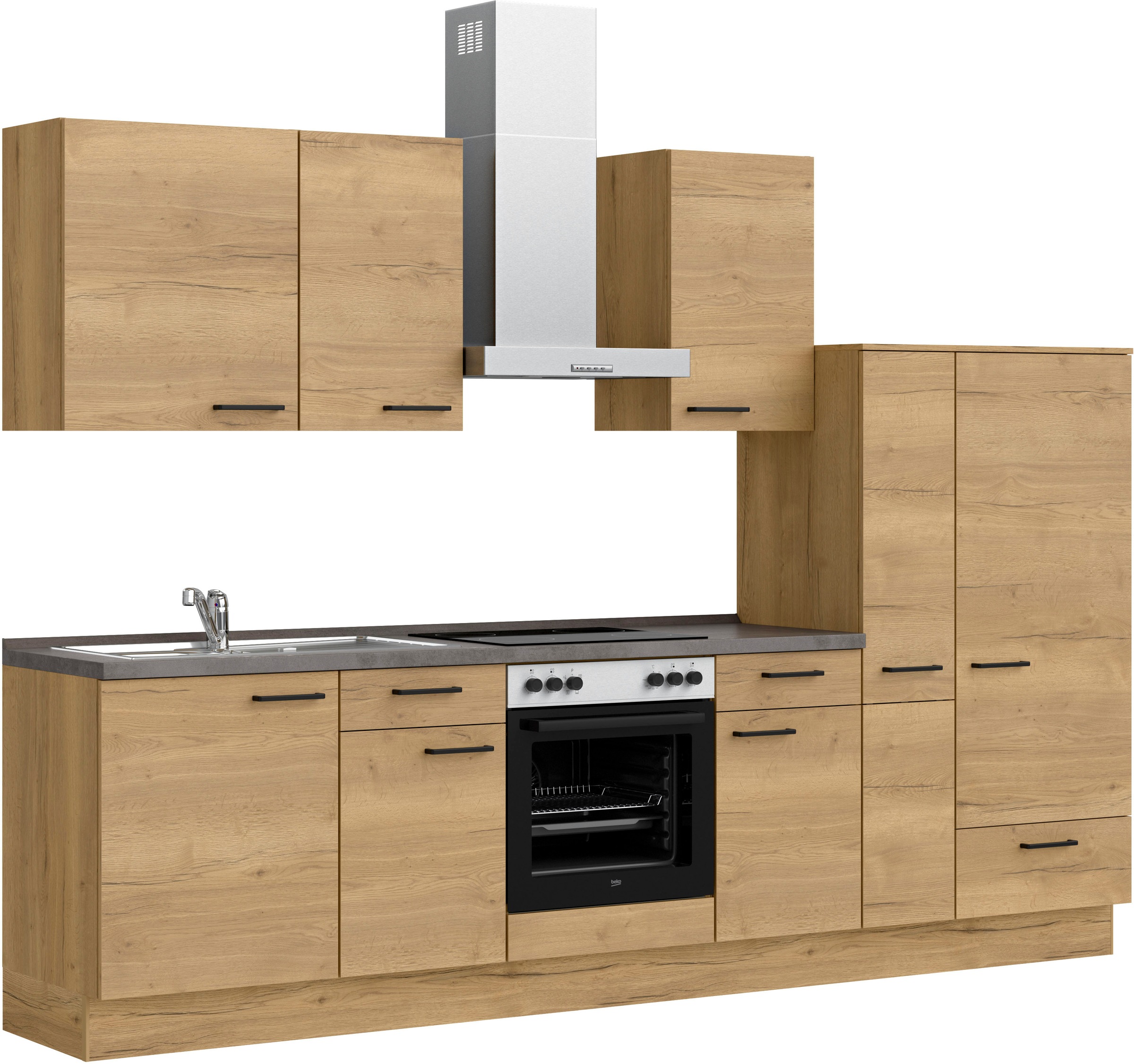 nobilia® Küchenzeile »"Structura I"«, vormontiert, Ausrichtung wählbar, Breite 300 cm, wahlw. mit E-Geräten
