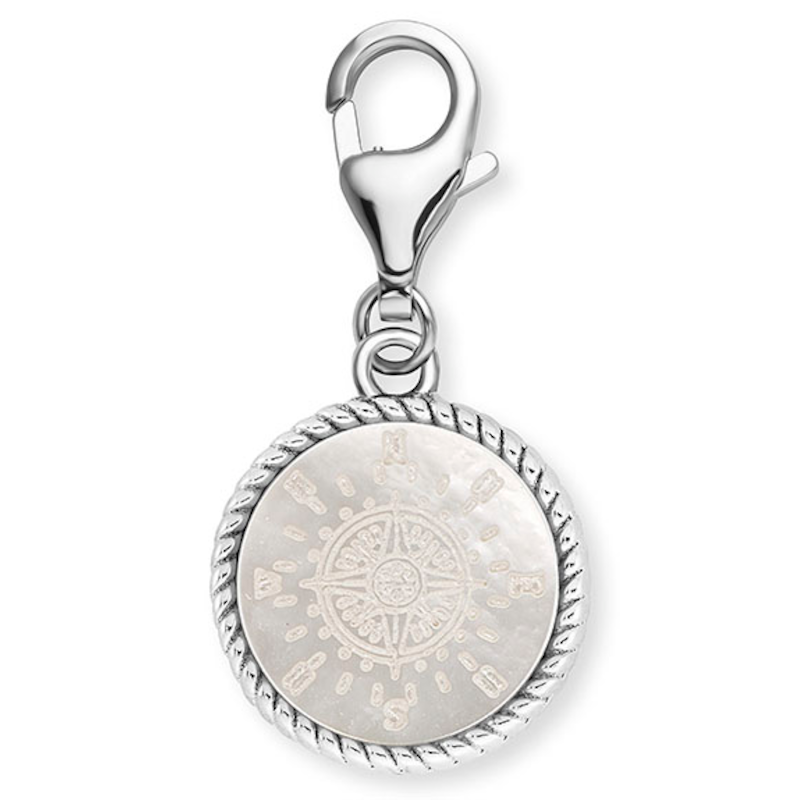 ENGELSRUFER Charm-Einhänger »Windrose« mit Perlmutt silberfarben-weiß Charm mit Kompass auf weißem Perlmutt