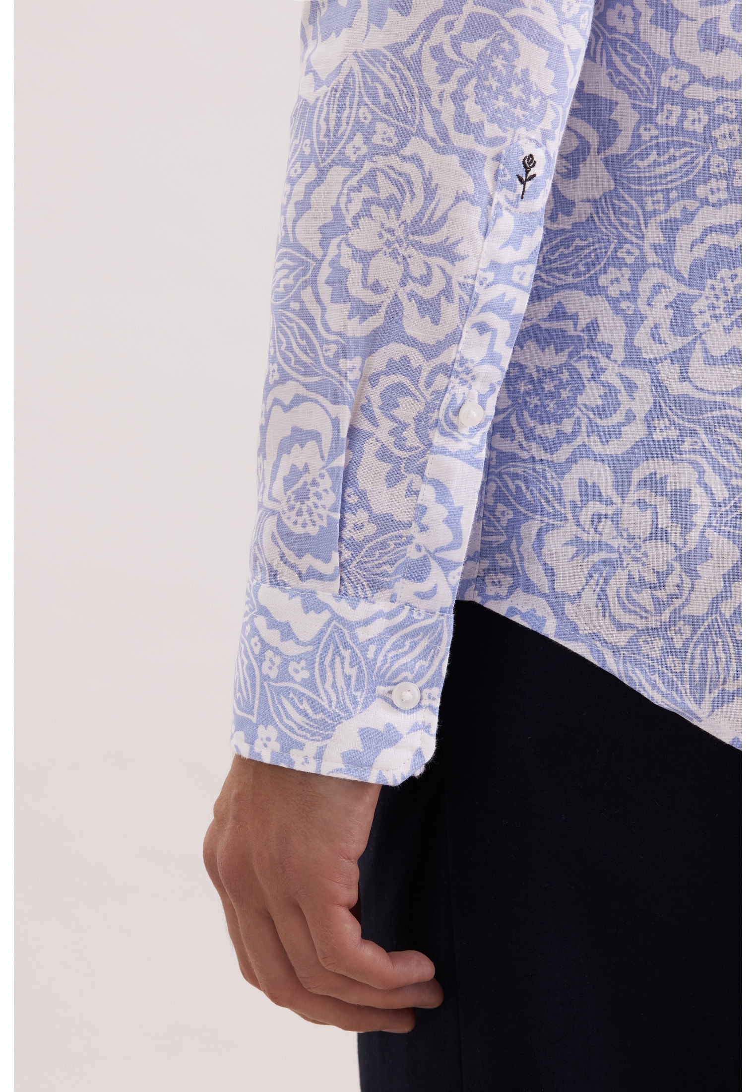 seidensticker Leinenhemd »Schwarze Rose« Shaped 1/1 Kentkragen Druck