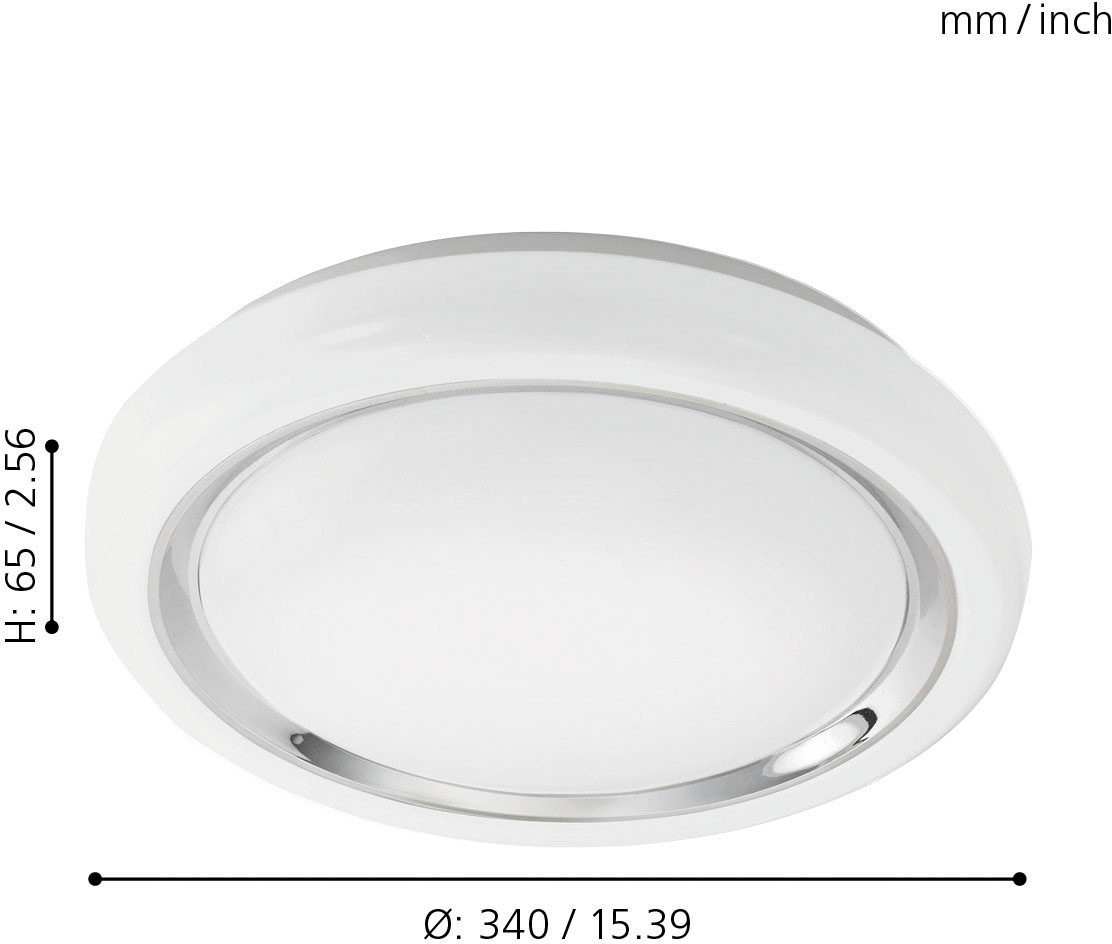 EGLO Deckenleuchte »CAPASSO«, 1 flammig, Leuchtmittel LED-Board | LED fest integriert, Deckenleuchte, Wandlampe, Chromring, Stahl, Kunststoff, Chrom, Ø34 cm