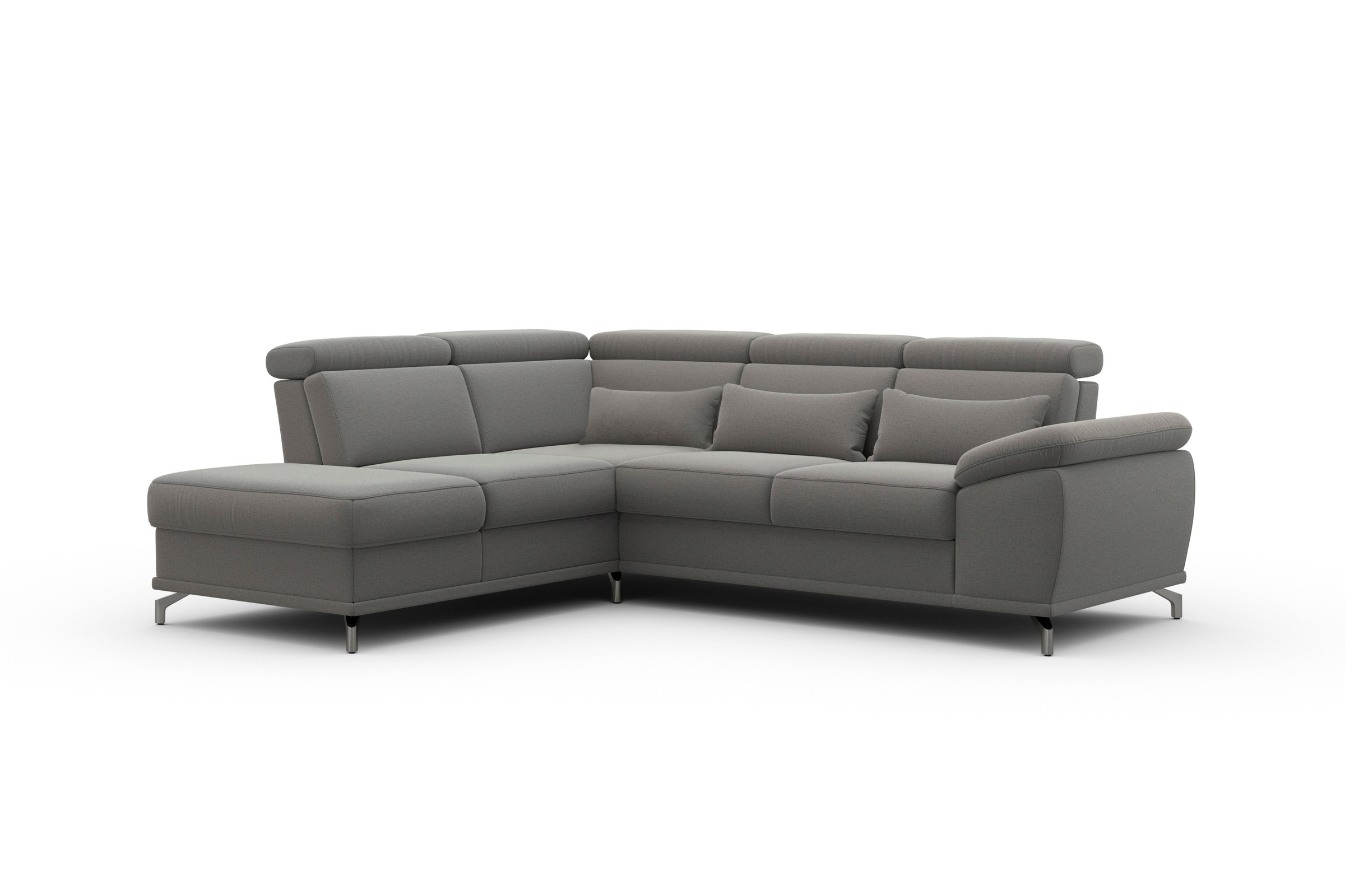 sit&more Ecksofa »Cabrio L-Form, mit Sitztiefenverstellung, Arm- und Kopfteilverstellung«, 3 Nierenkissen, Federkern, optional Bettfunktion und Stauraum