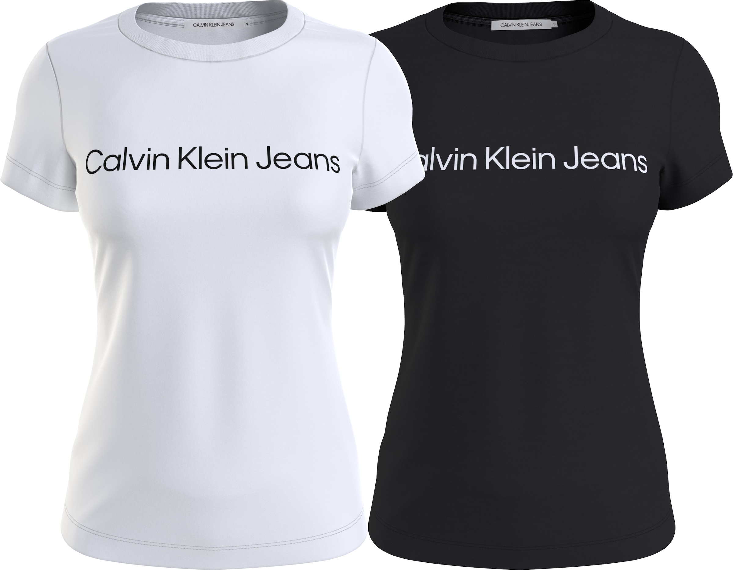 Calvin Klein Jeans T-Shirt »INSTITUTIONAL LOGO 2-PACK TEE«, (Packung, 2er-Pack), mit Logoschriftzug