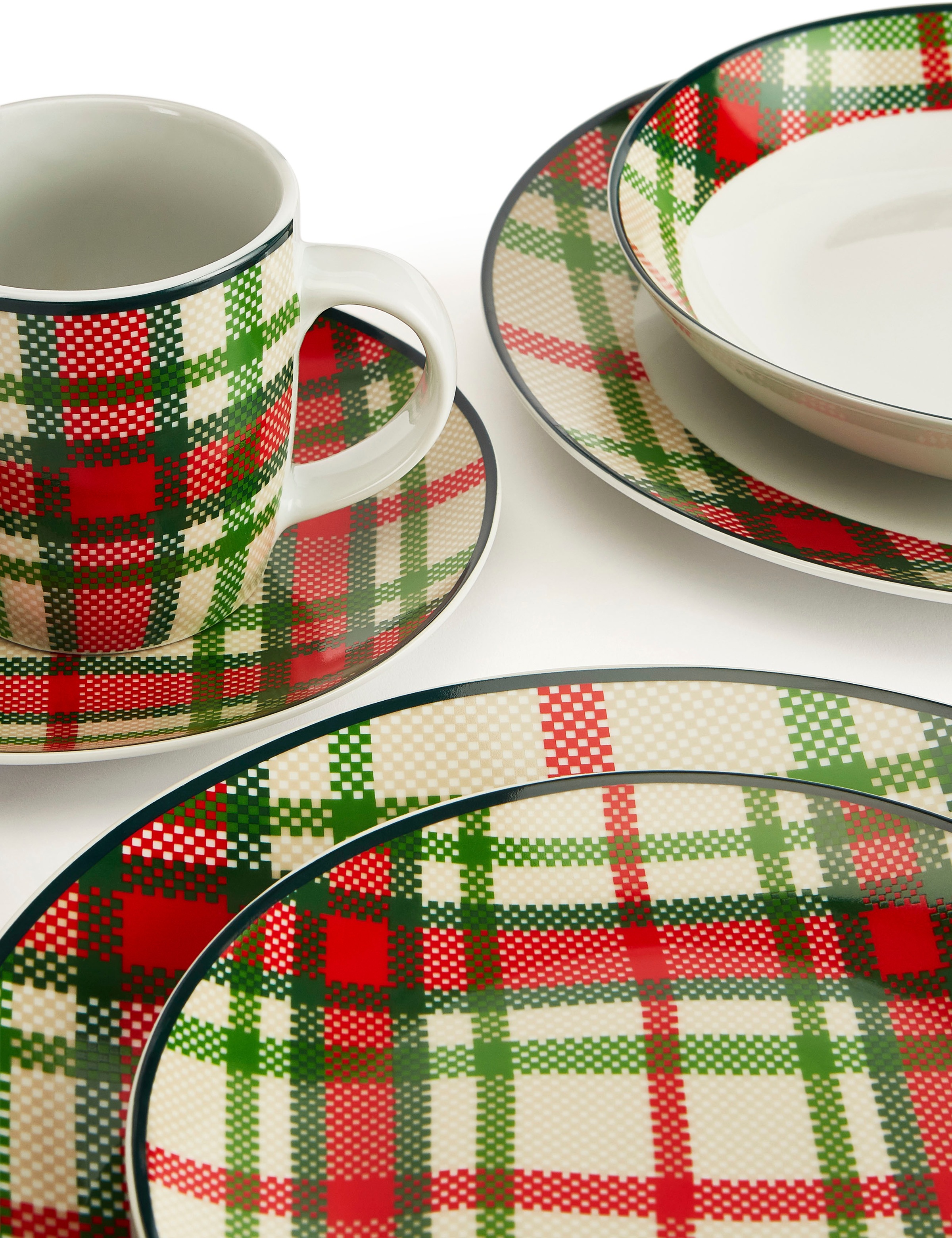 Retsch Arzberg Kombiservice »Highland Green«, (Set, 24 tlg.), traditionelles Schotten-Karo in frischen Farben