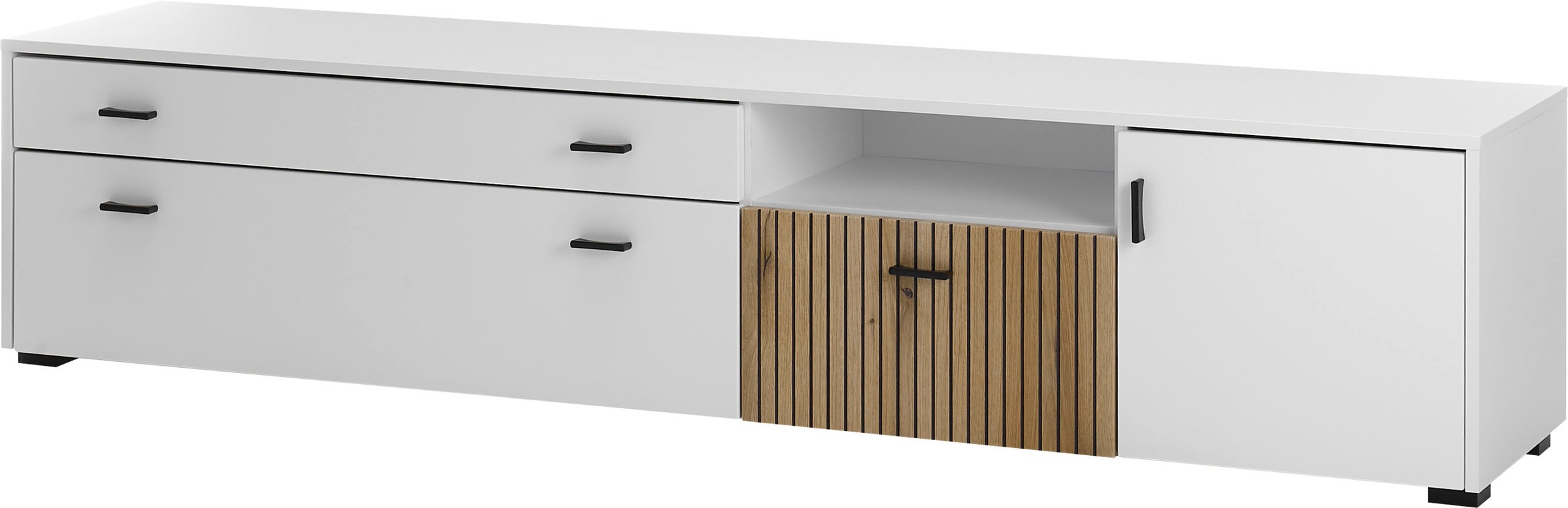 INOSIGN Lowboard »Hudson«, in moderner Trendfarbe, Griffe aus Metall (Schwarz), Breite 200 cm