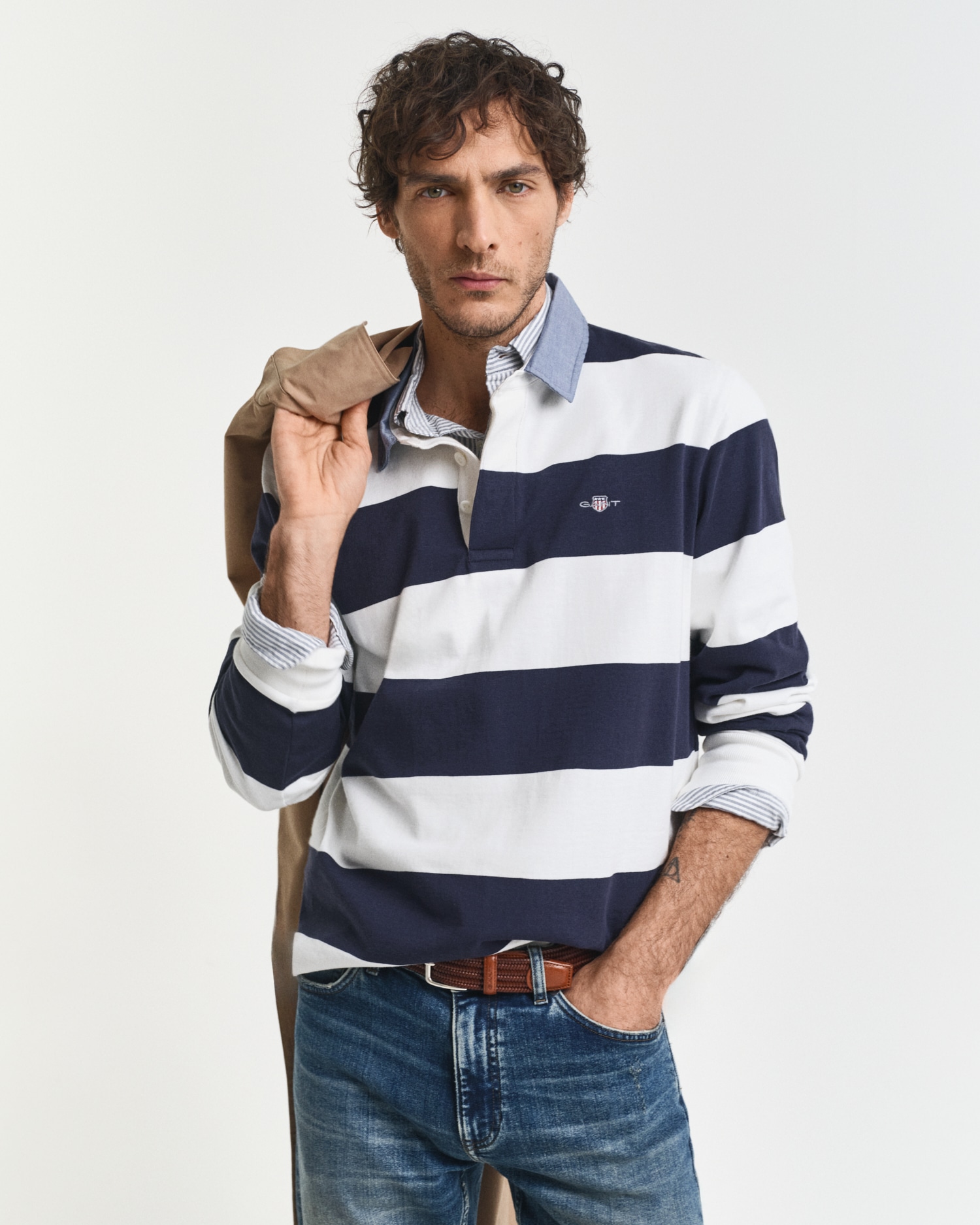 Gant Langarm-Poloshirt »REG CHAMBRAY STRIPE HEAVY RUGGER«