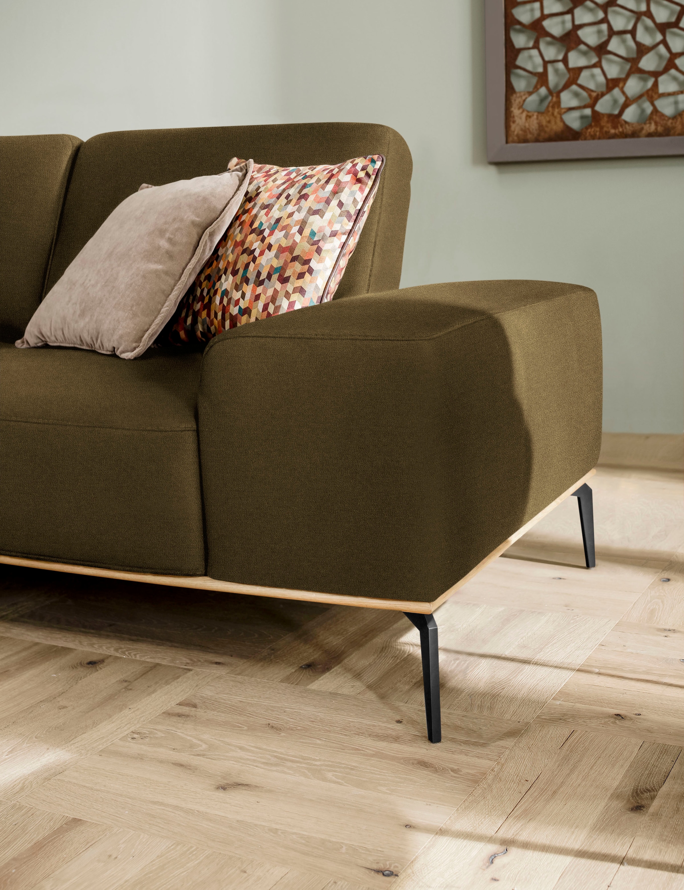 W.SCHILLIG Ecksofa »run, Designsofa mit tollem Sitzkomfort, bequem, L-Form«, mit Holzsockel, Füße in Schwarz pulverbeschichtet, Breite 279 cm