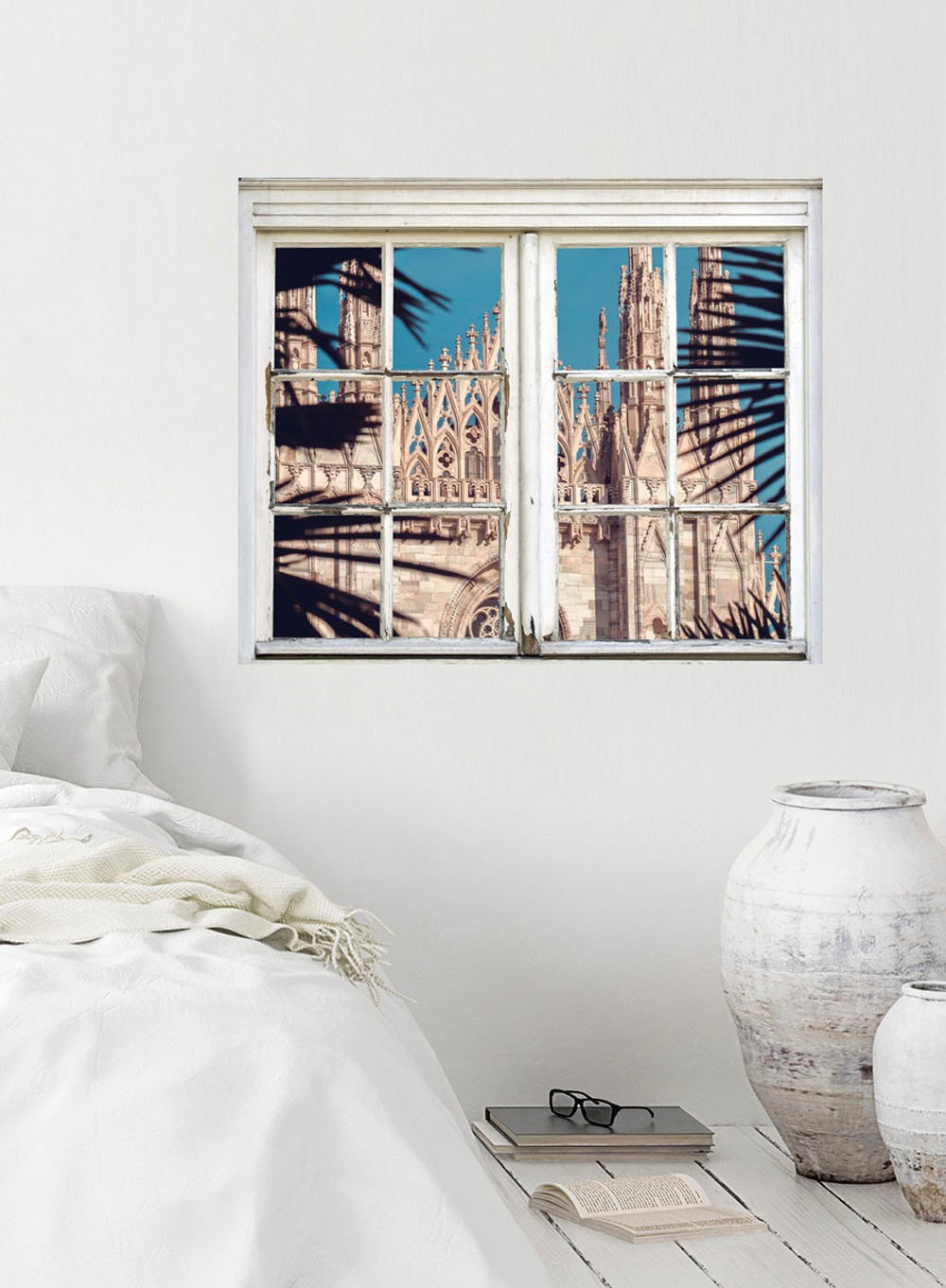 queence Wandsticker »Kathedrale«, Wandsticker, Wandbild, selbstklebend, 3D, Fenster