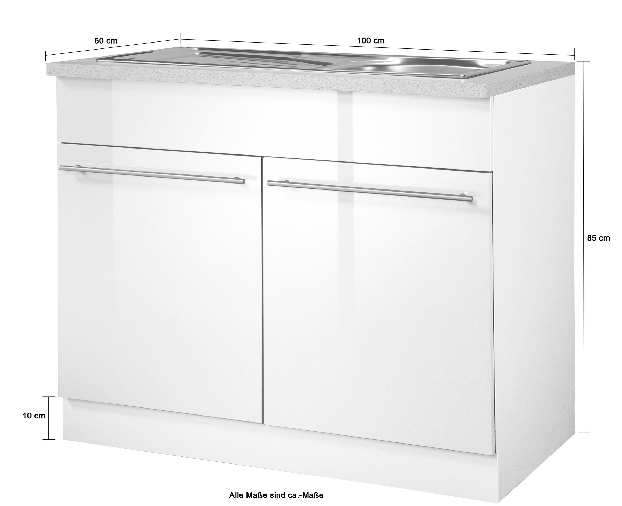 wiho Küchen Spülenschrank »Chicago, TOPSELLER« 100 cm breit, inkl. Einbauspüle aus Edelstahl