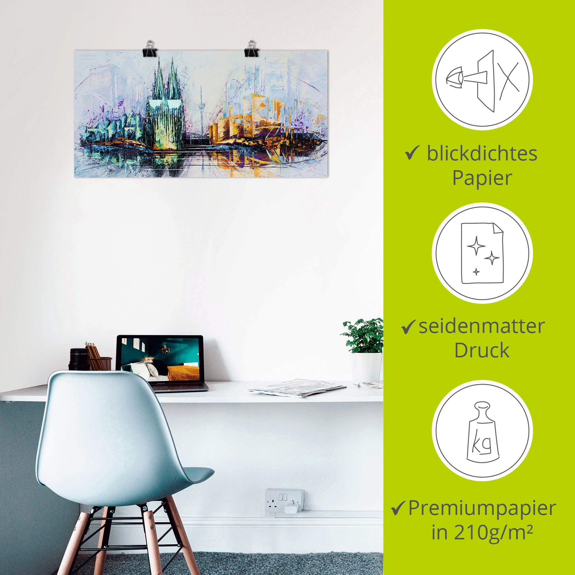 Artland Poster »Kölner Dom Skyline 6«, Deutschland, (1 St.), als Alubild, Leinwandbild, Wandaufkleber oder Poster in versch. Größen