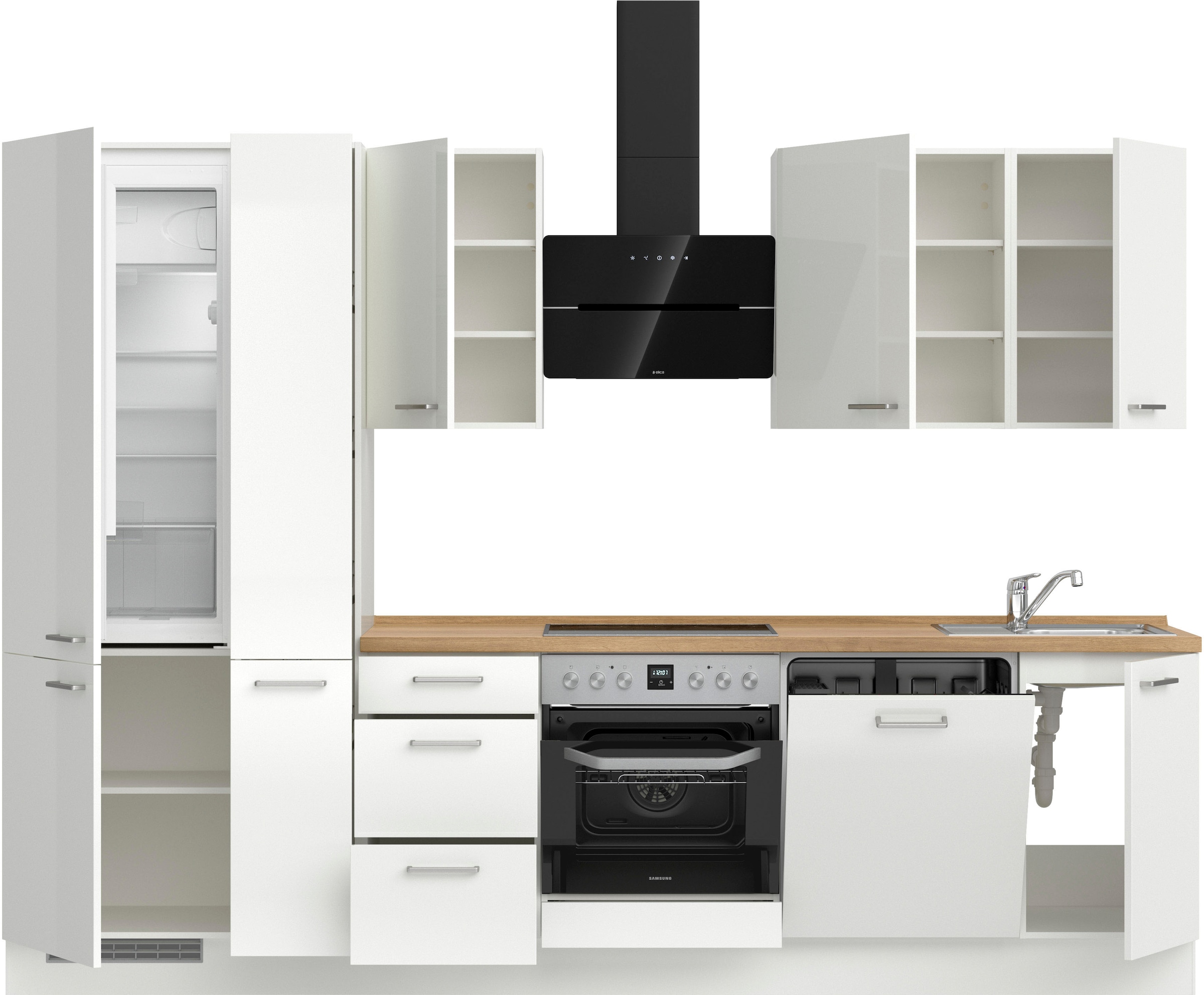 nobilia® Küchenzeile »"Flash II"«, vormontiert, Ausrichtung wählbar, Breite 300 cm, wahlw. mit E-Geräten