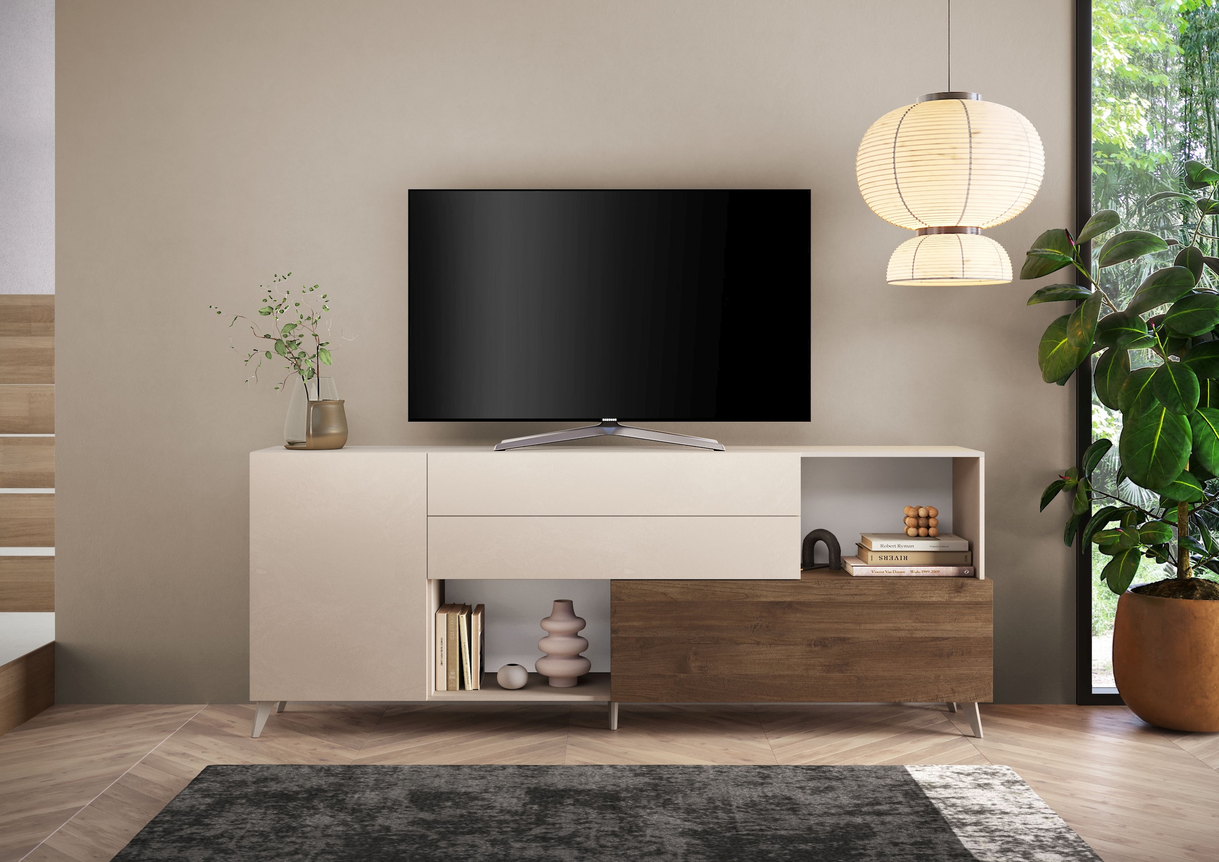 INOSIGN Sideboard »Monaco Breite 241 cm, Anrichte mit 1 Tür, 1 Klappe u. 2 Schubkästen«, Kommode, Soft/Self Closing