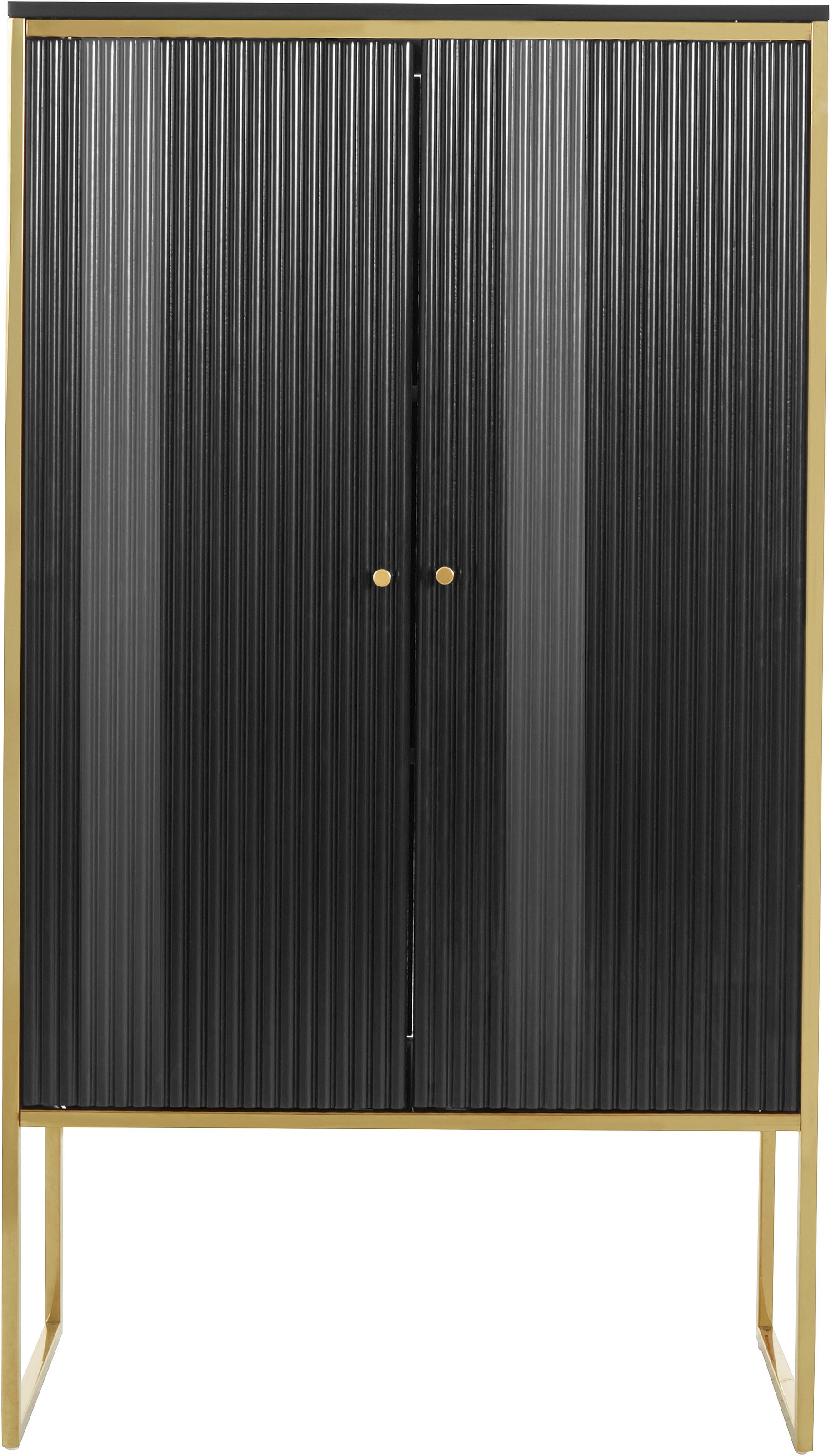 Guido Maria Kretschmer Home&Living Highboard »Woodly«, modernes Design, mit goldfarbenen Absätzen, viel Stauraum