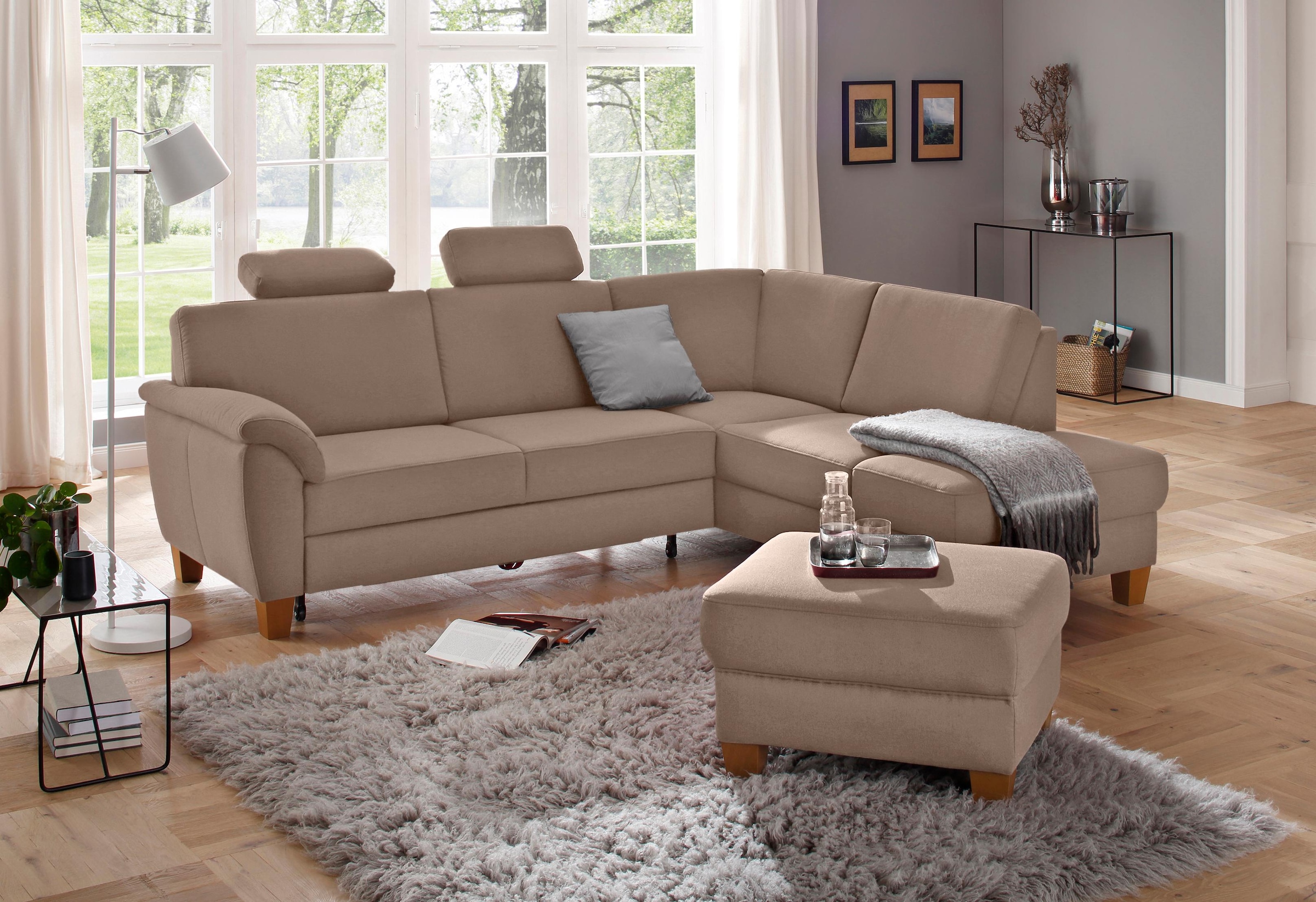 Home affaire Ecksofa »Alta L-Form« mit Federkern und Kontrastnaht, Füße Buc günstig online kaufen