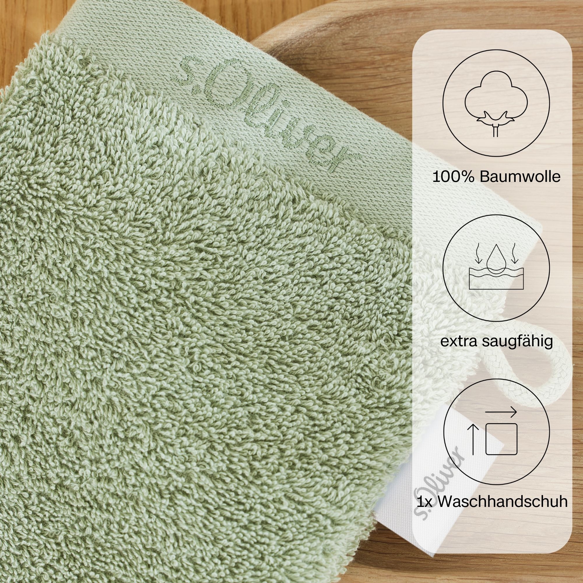 s.Oliver Waschhandschuh »s.Oliver, Premium Qualität, 600 gr/m², auch als Sets erhältlich«, (1 St., Waschlappen 16 x 21 cm), große Farbauswahl, auch als Duschtuch, Handtuch, Gästetuch