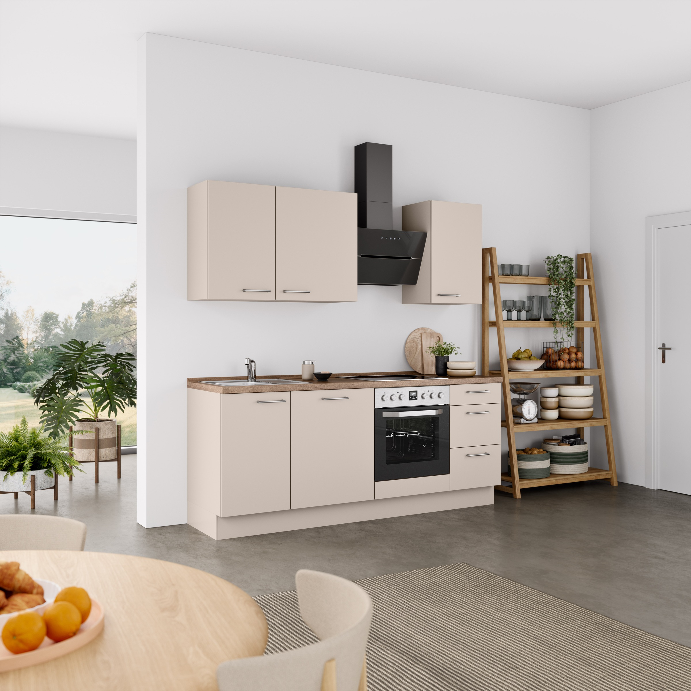 nobilia® Küchenzeile »"Laser II"«, vormontiert, Ausrichtung wählbar, Breite 210 cm, wahlw. mit E-Geräten