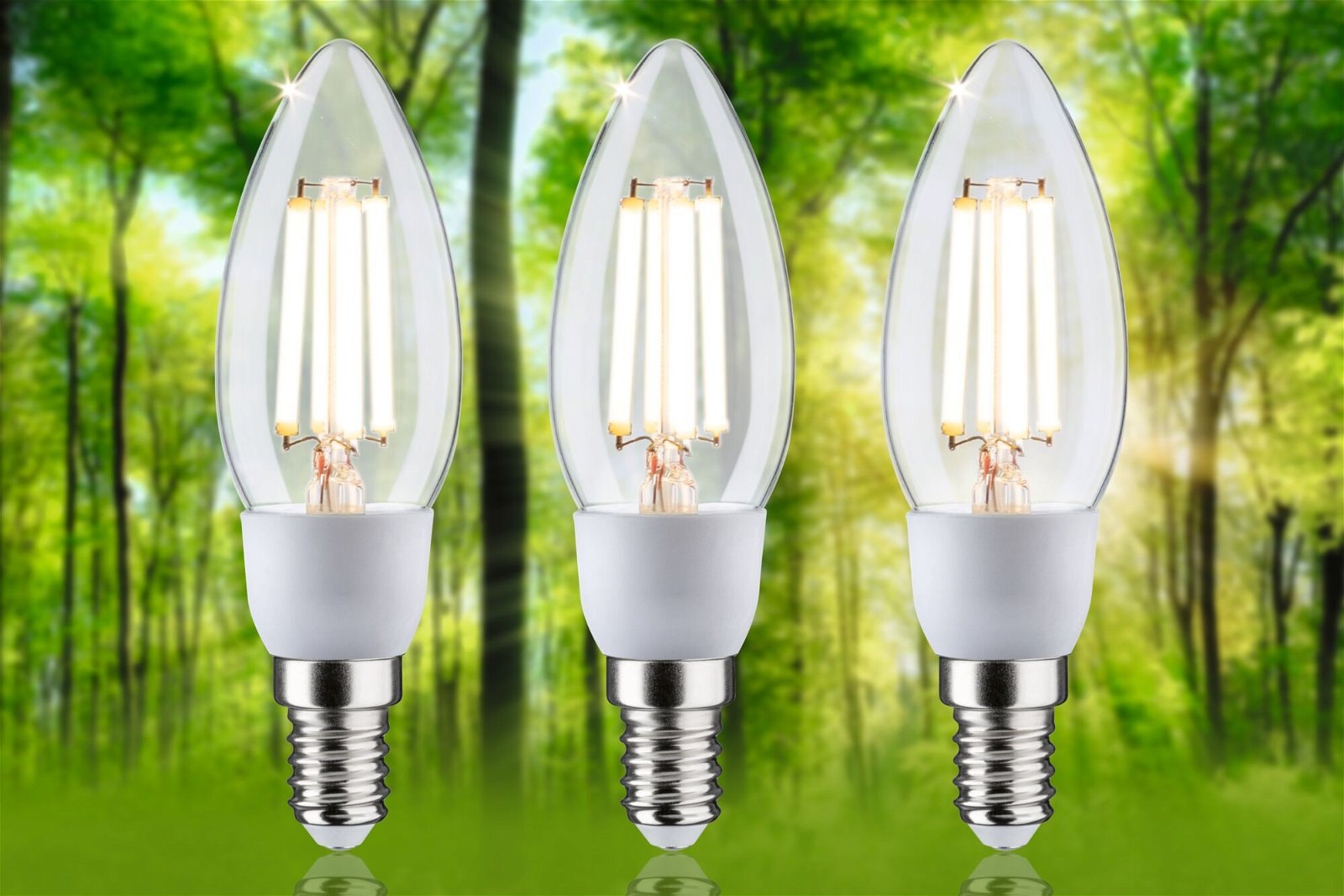 Paulmann LED-Leuchtmittel »Eco-Line 3er Pack Kerze 525lm 2,5W 3000K klar 230V«, Warmweiß