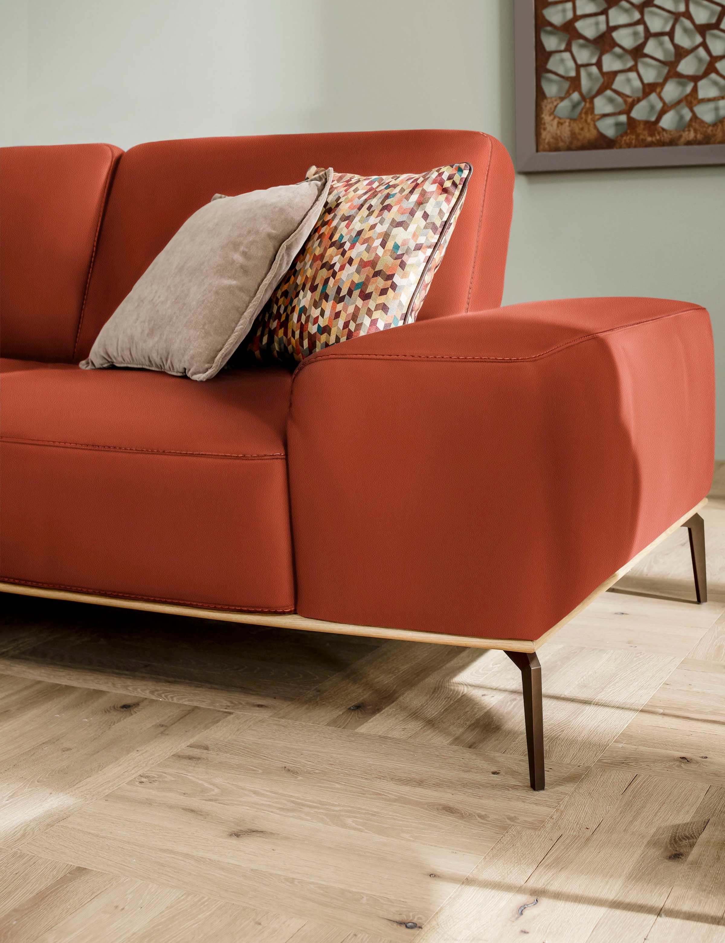 W.SCHILLIG Ecksofa »run, Designsofa mit tollem Sitzkomfort, bequem, L-Form«, mit Holzsockel, Füße in Bronze pulverbeschichtet, Breite 319 cm