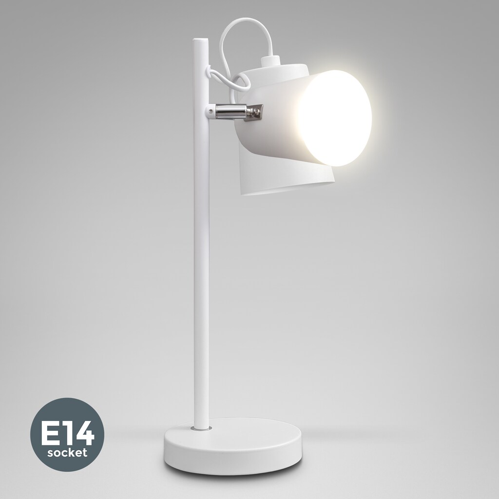 B.K.Licht LED Tischleuchte, 1 flammig-flammig, LED Tischlampe Weiß Leselampe Schreibtisch-Lampe Schwenkbar E14