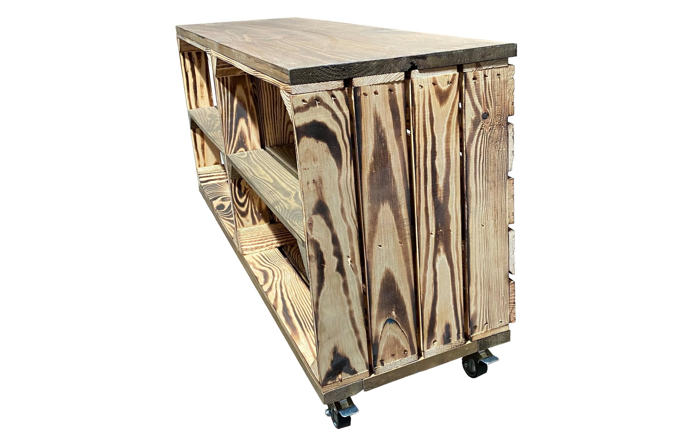 Holz Zollhaus Mehrzweckregal »auf Rollen Vintage, Braun geflammt, 100 x 50 cm«
