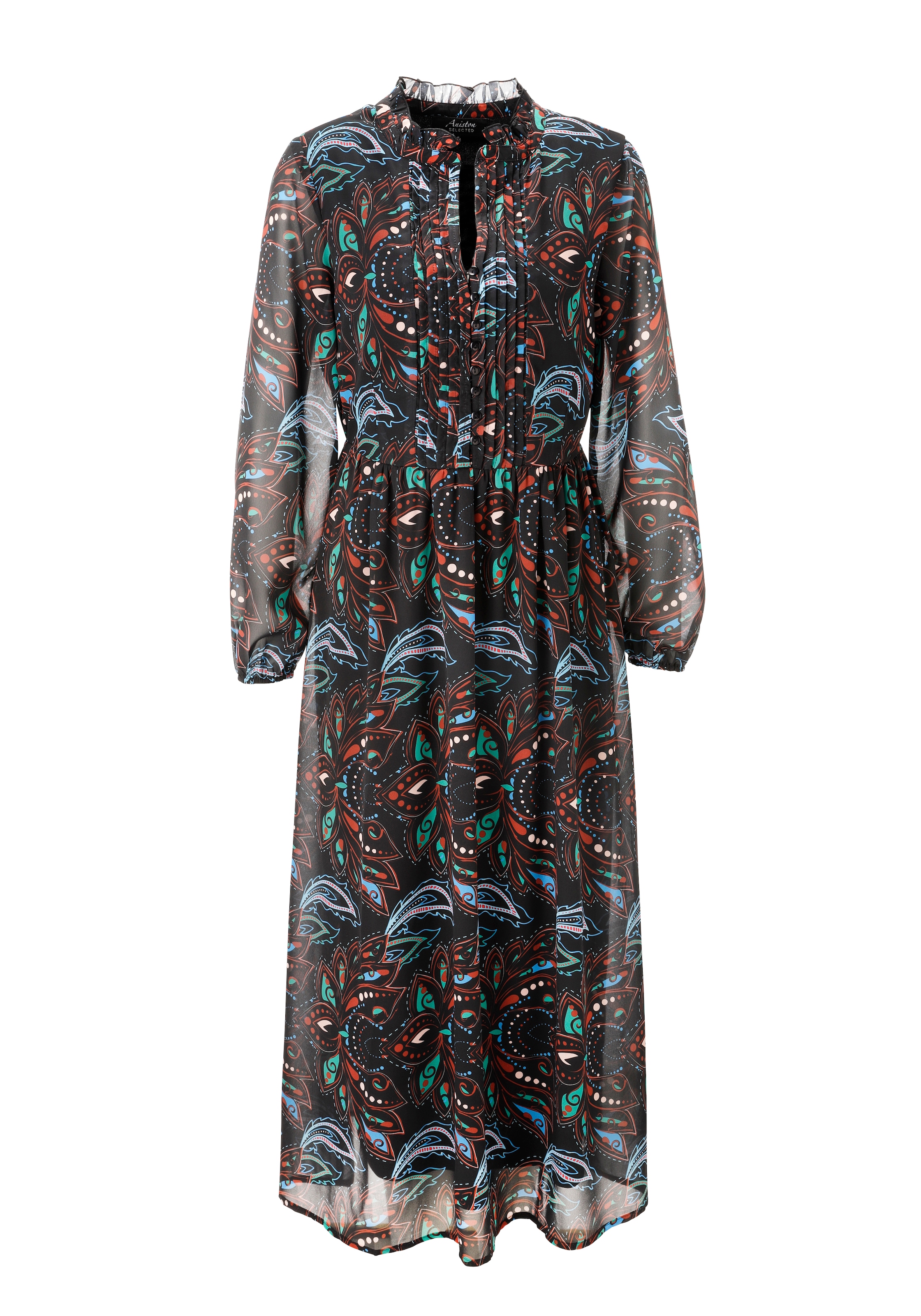 Aniston SELECTED Maxikleid, mit aufwendiger und dekorativer Biesenverarbeitung - NEUE KOLLEKTION