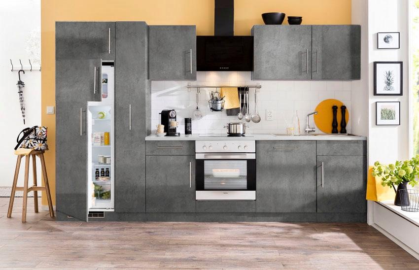wiho Küchen Küchenzeile »Cali«, mit E-Geräten und Kühl-Gefrierkombination, Breite 310 cm