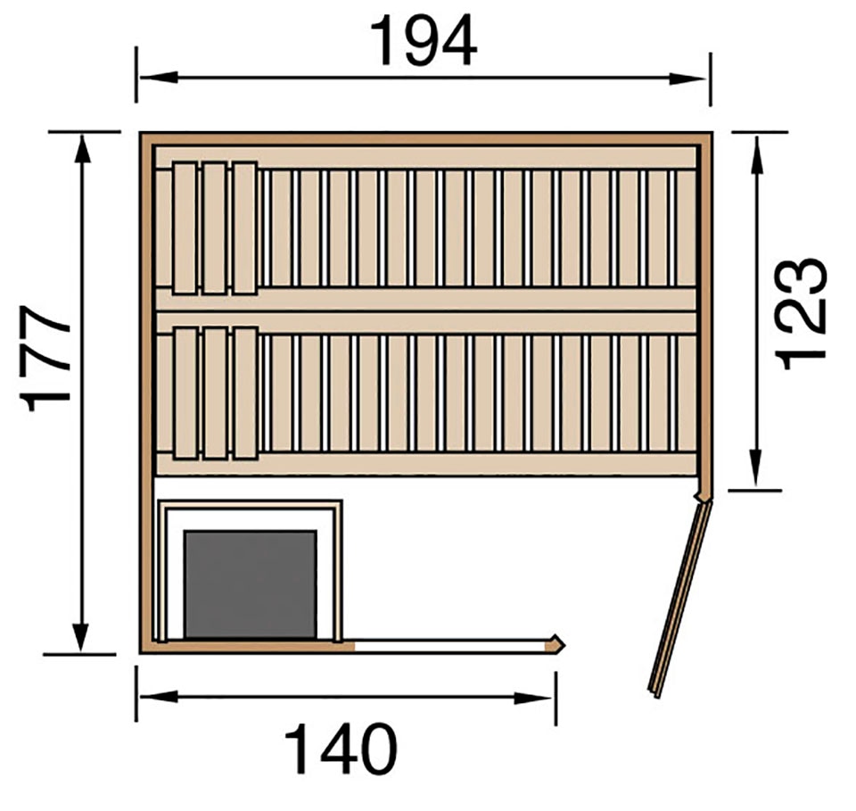 weka Sauna »Varberg« Set,  7,5 kW-Ofen mit digitaler Steuerung