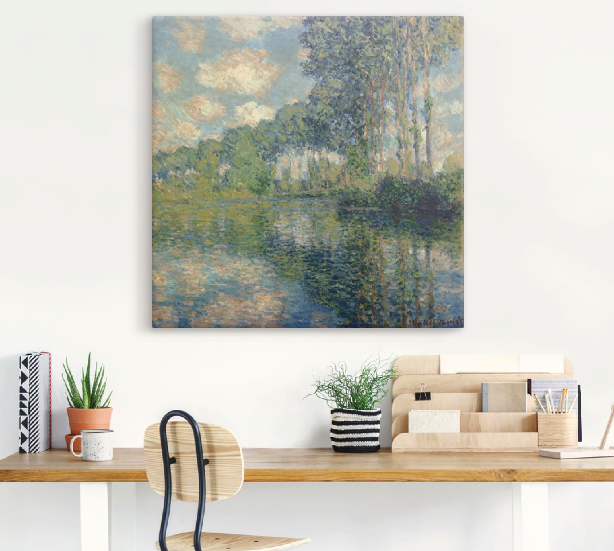 Artland Leinwandbild »Pappeln an der Epte.«, Gewässer, (1 St.), auf Keilrah günstig online kaufen