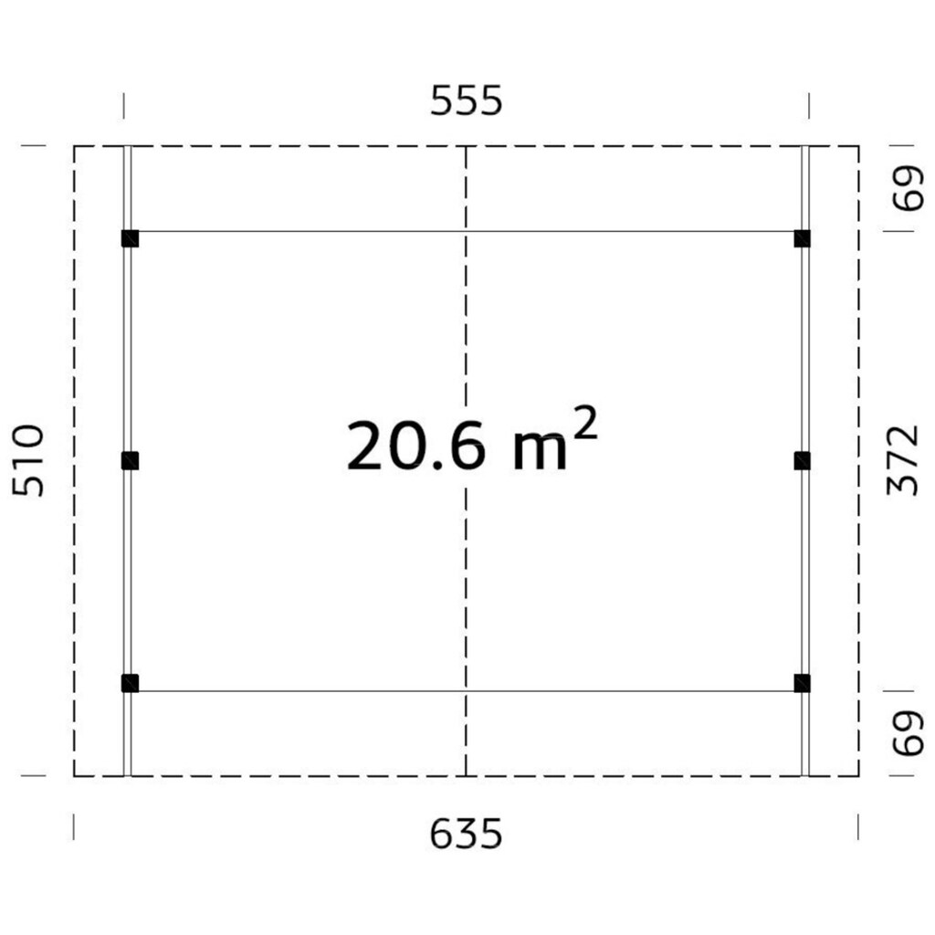 Palmako Einzelcarport »Robert«, Holz, natur