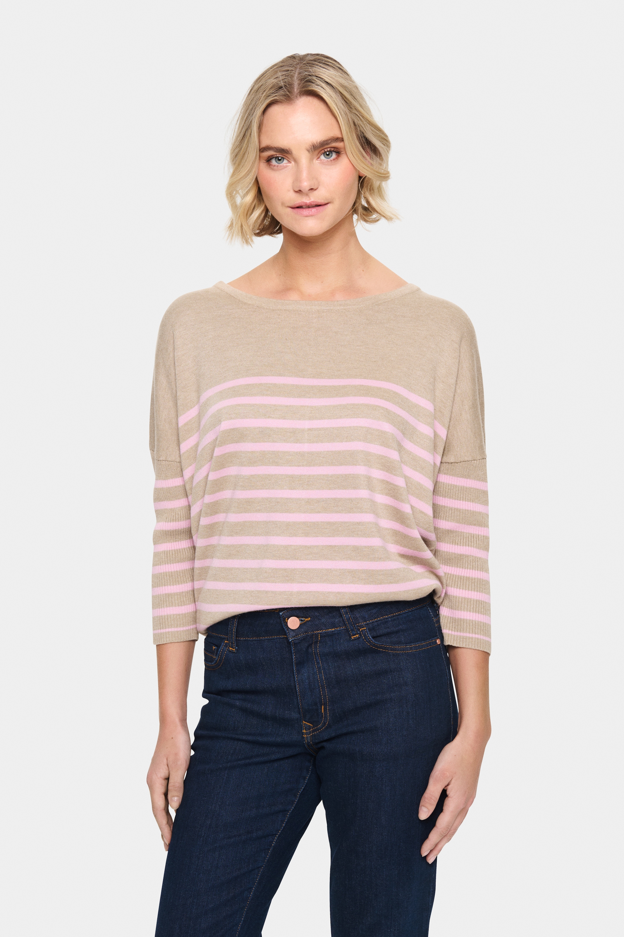Saint Tropez Strickpullover »MilaSZ R-neck Stripe« Oversize Fit, Feinstrick, Viskosemischung