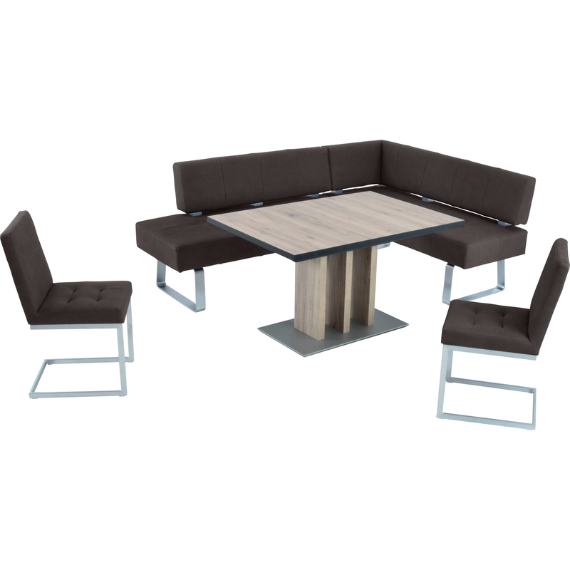 K+W KOMFORT & WOHNEN Eckbankgruppe »Spider II« Set, 4 Stk. tlg. langer Schenkel 227cm, 2 Freischwinger, Auszugstisch in Breite 130 cm darkbrown79 +