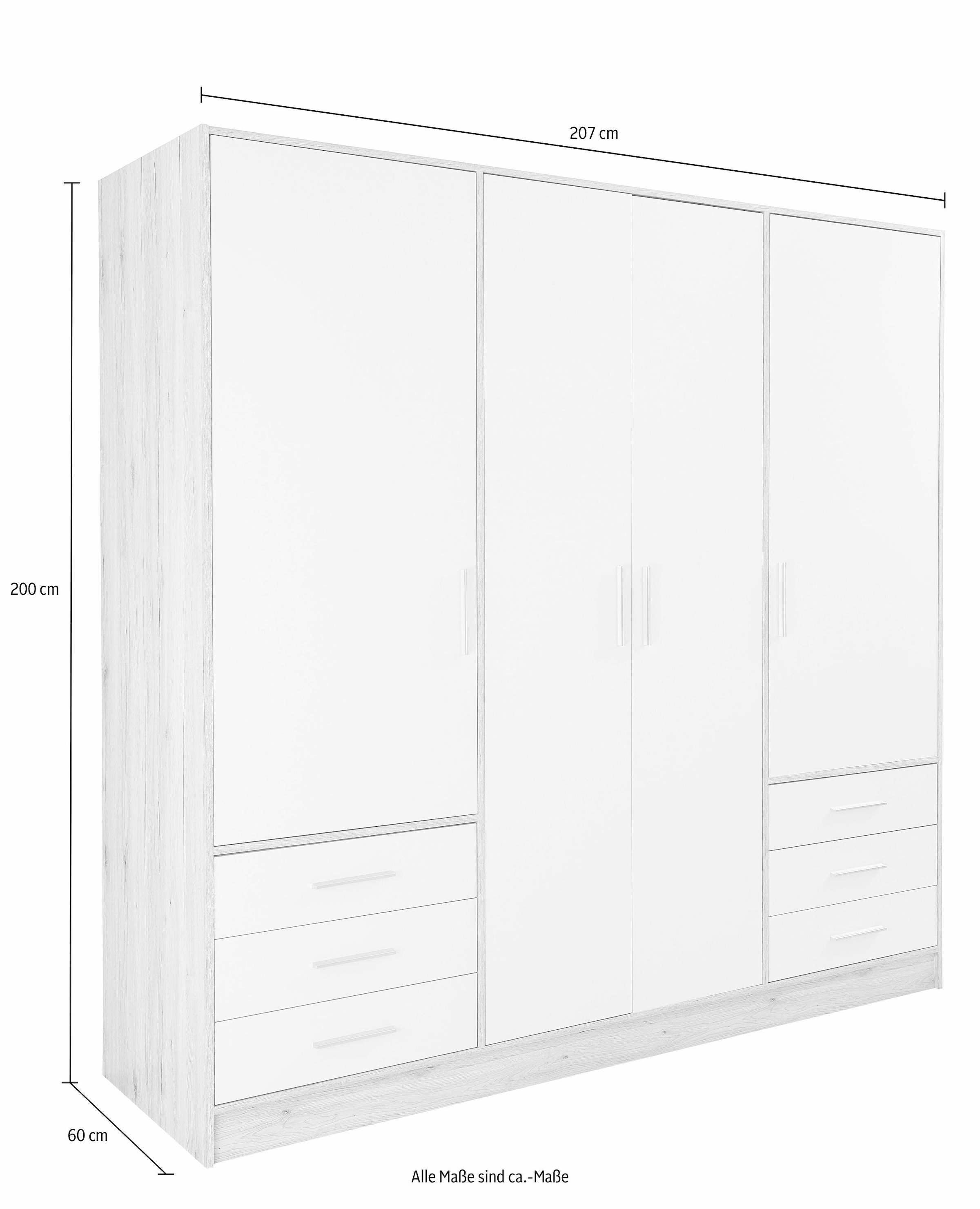 FORTE Kleiderschrank »Jupiter, Made in Europe, mit Schubladen«, (Maße (T/H): 60/200 cm), viel Stauraum, 2 Breiten und 4 Farben