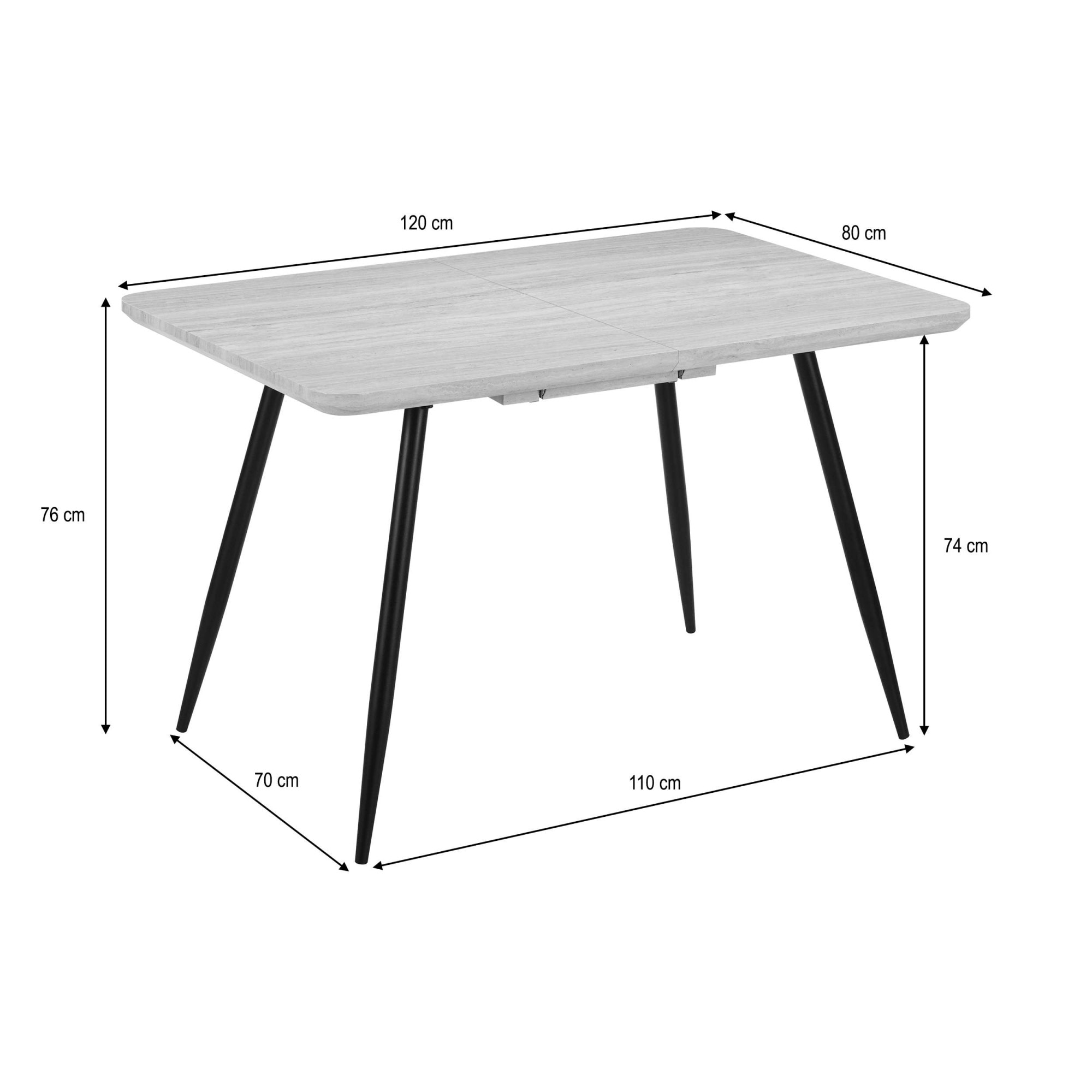 OTTO home Essgruppe »Ombrone-Derrek« Set, Esstisch mit 4 Stühlen, 5 tlg. Esstisch mit 4 Stühlen, ausziehbar 120-160 cm, inkl. Einlegeplatte